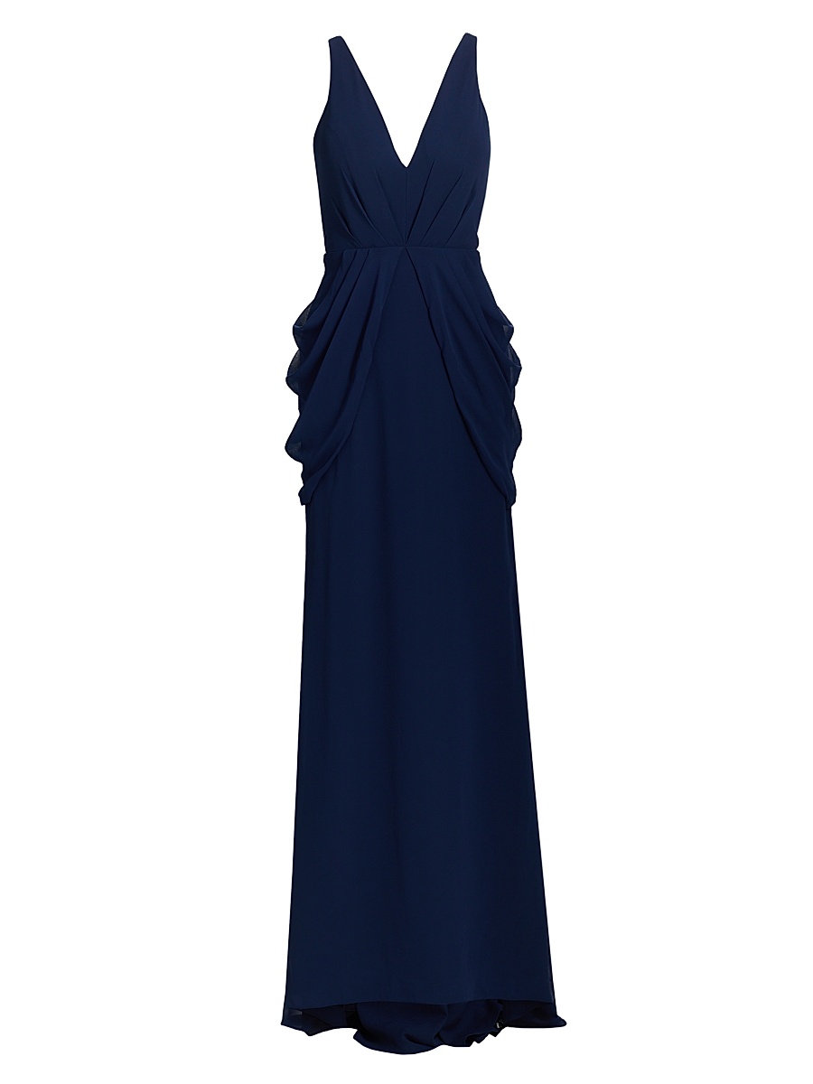 vera wang bridesmaid dresses WHITE label midnight blue maxi gown formal dress size 12 Vera Wang Bridesmaid Chiffon Ruffled