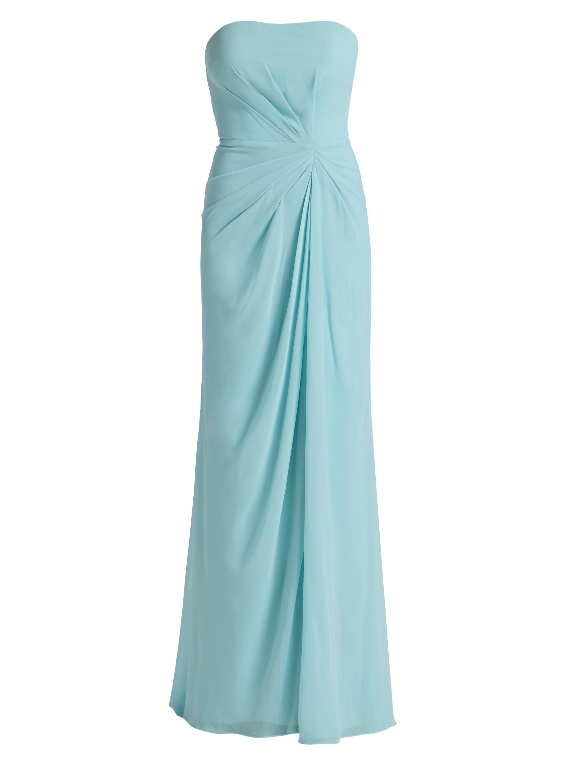 Vera Wang Bride Women's Fleuri Pleated Strapless Gown - Baby Blue