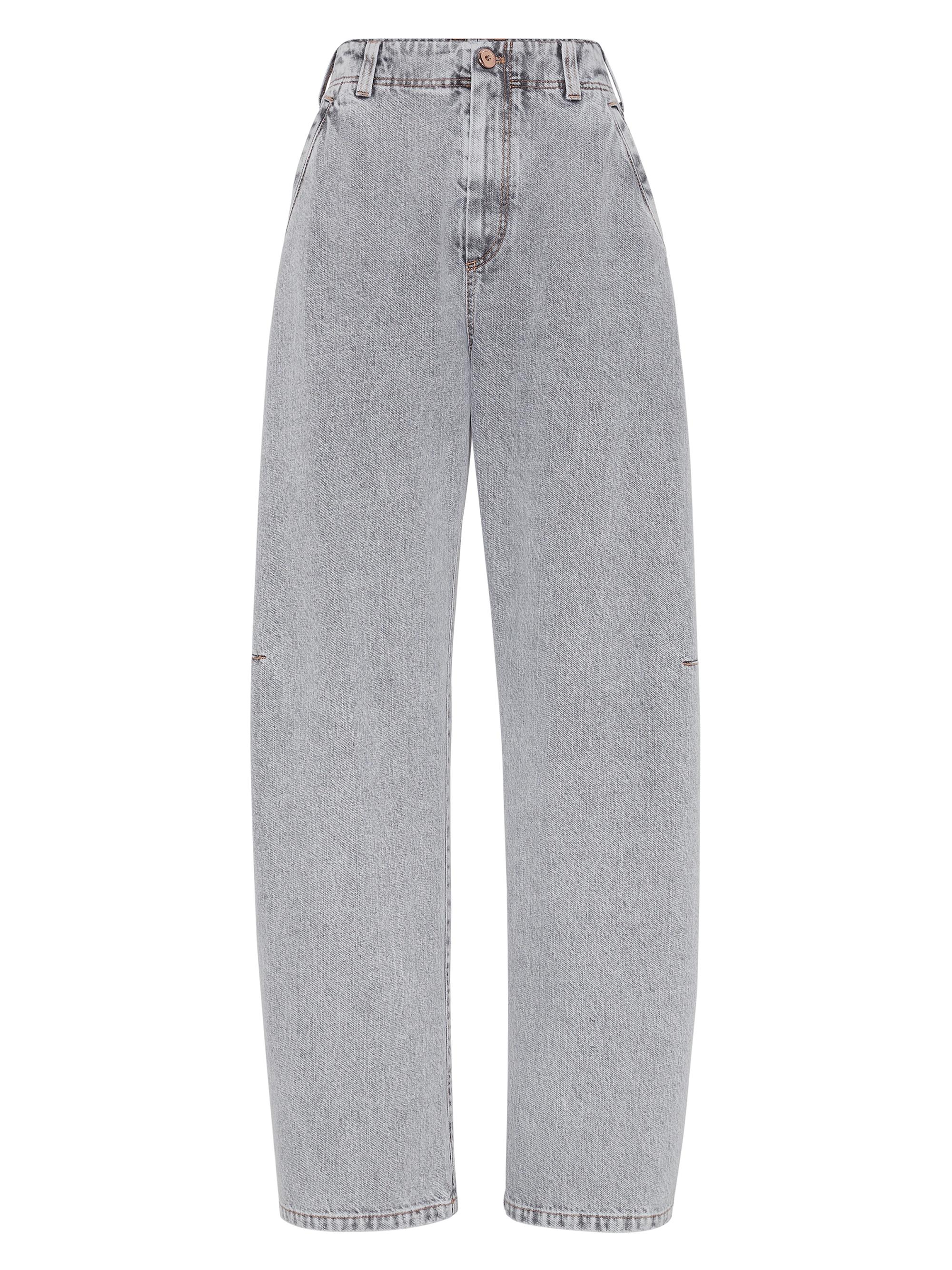 Brunello Cucinelli Women's Authentic Denim Curved Trousers - Grey Denim