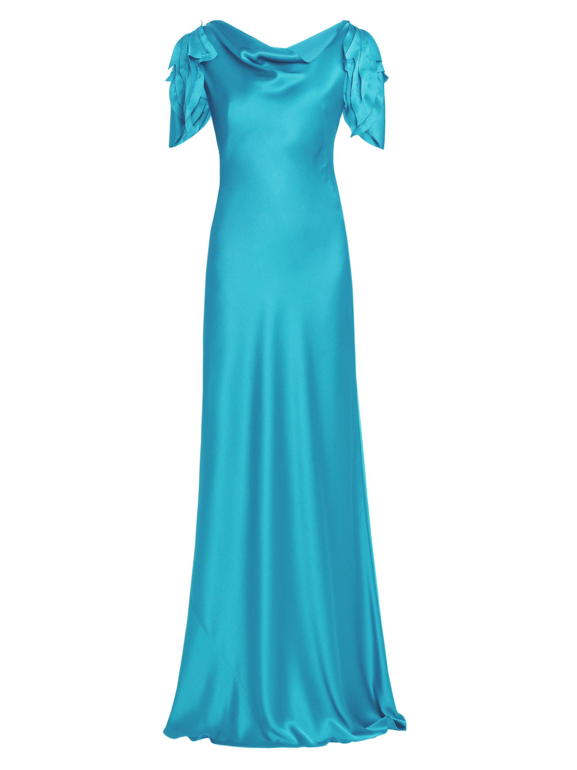Alberta Ferretti Women's Satin Cowl Neck Short-Sleeve Gown - Blue