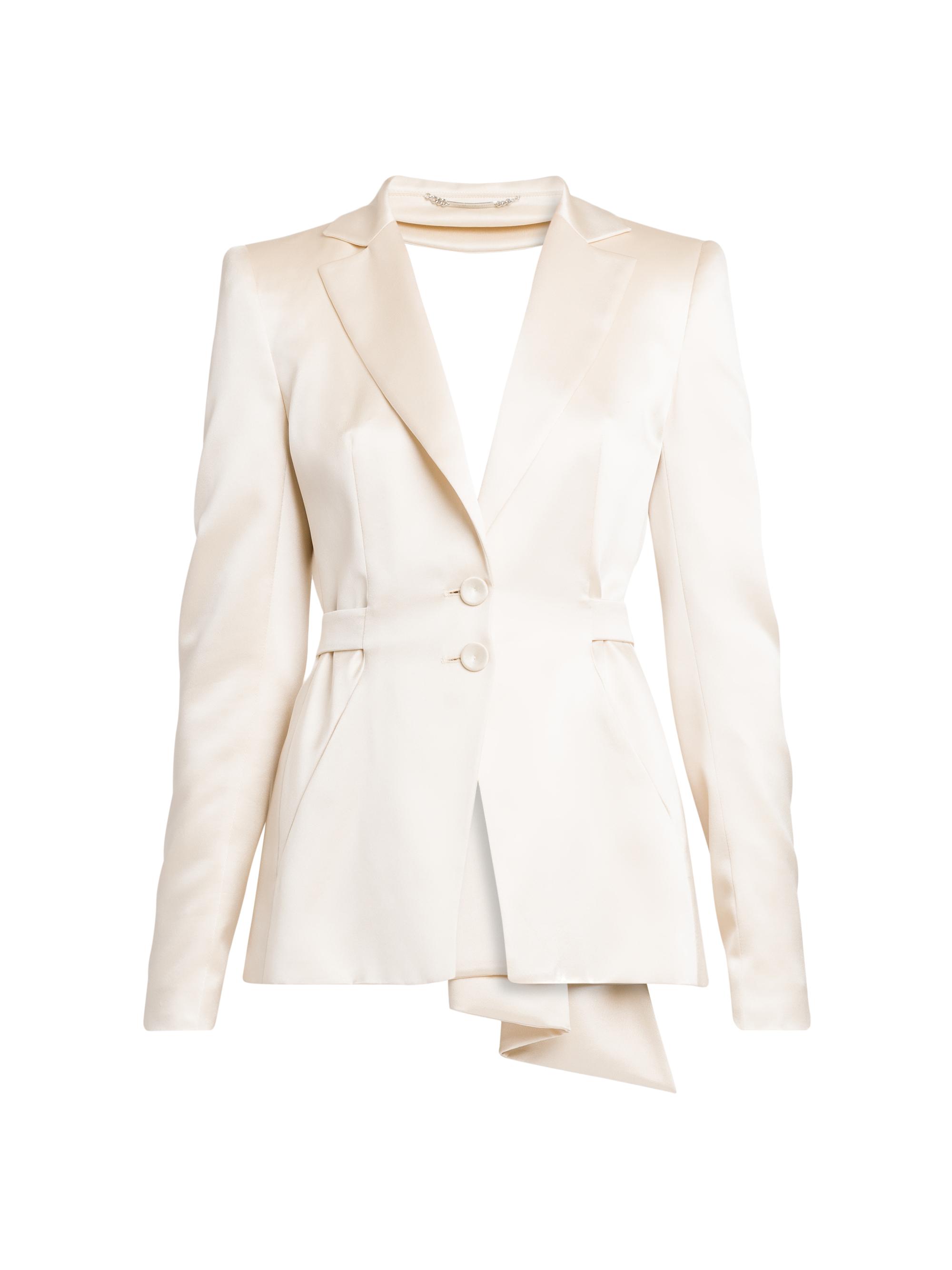 Alberta Ferretti Women's Silk-Blend Satin Open Back Asymmetric Jacket -