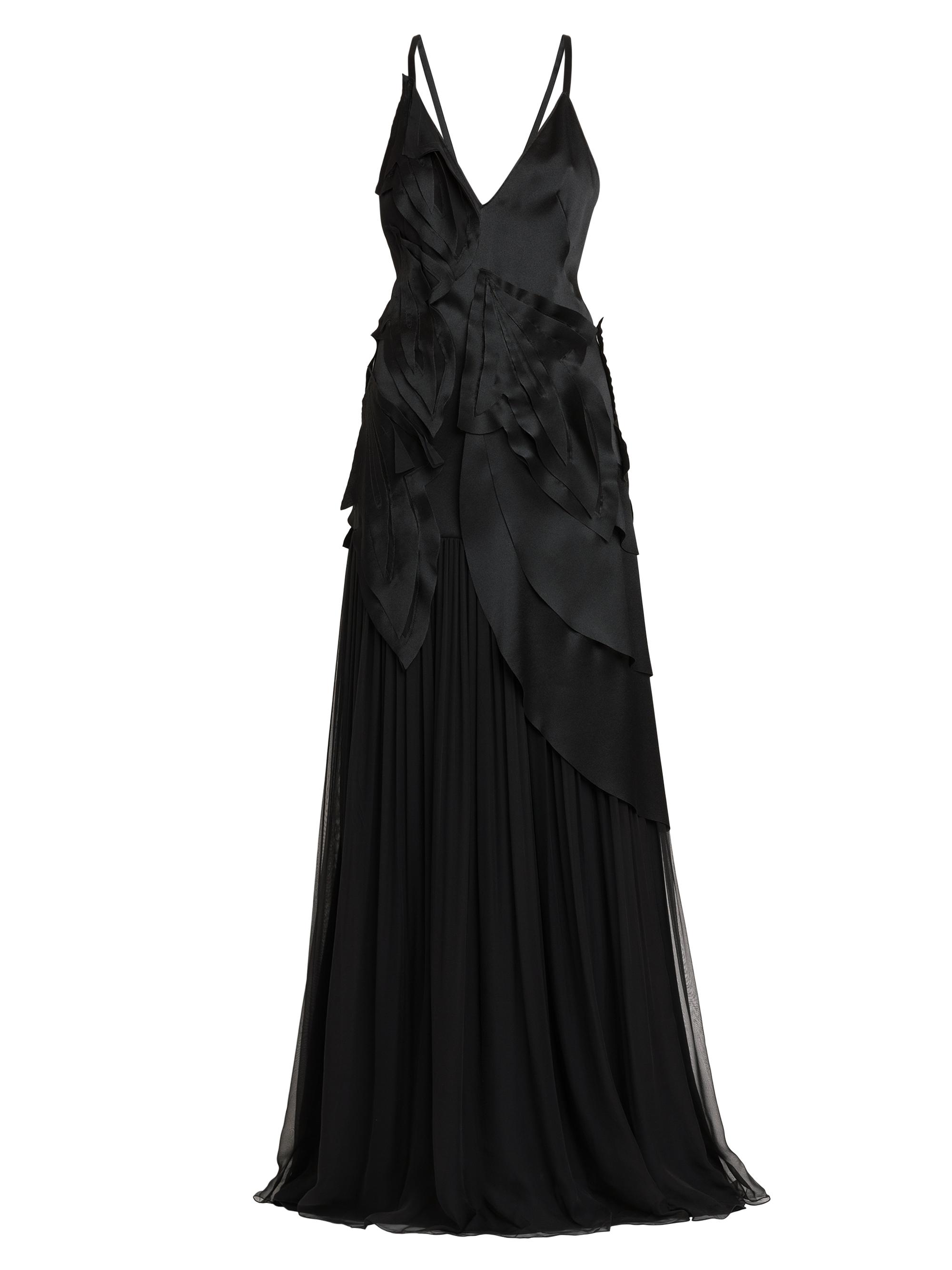 Alberta Ferretti Women's Appliquéd Satin & Chiffon Crisscross Back Gown - Black