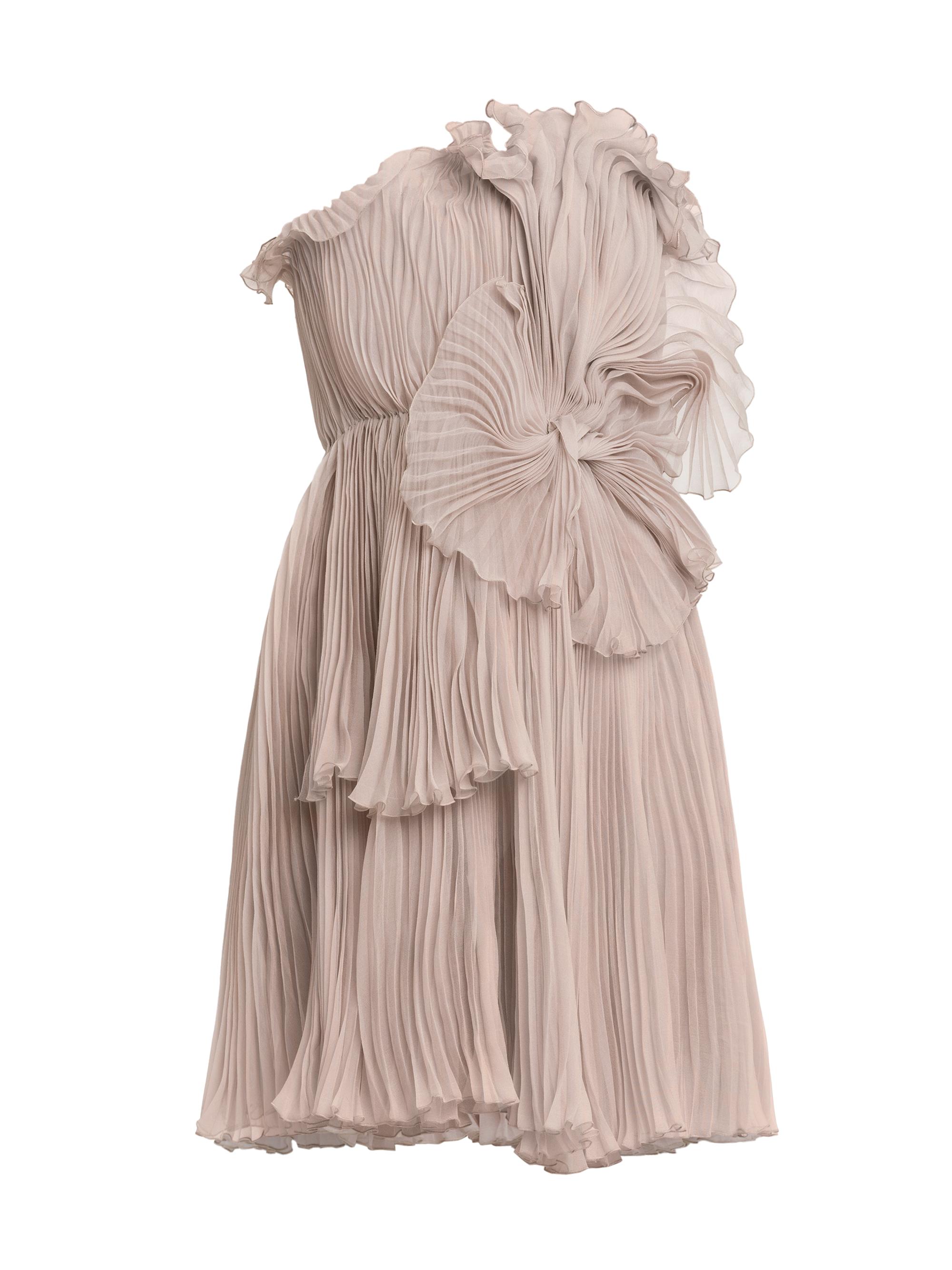 Alberta Ferretti Women's Silk Chiffon Bow Waist Strapless Minidress - Tan