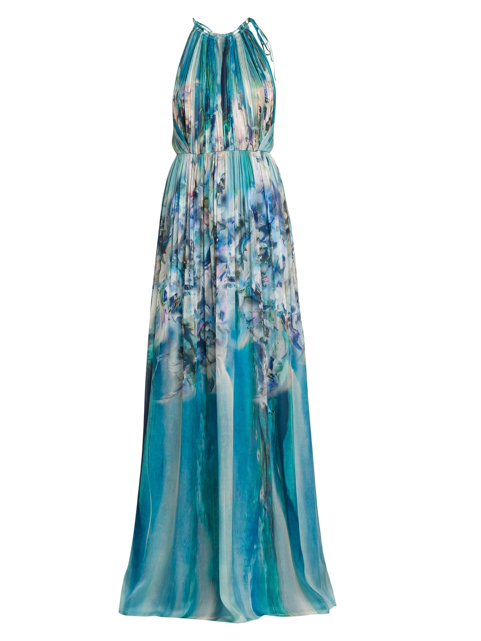 Alberta Ferretti Women's Floral Silk Chiffon Open Back Gown - Multi Blue