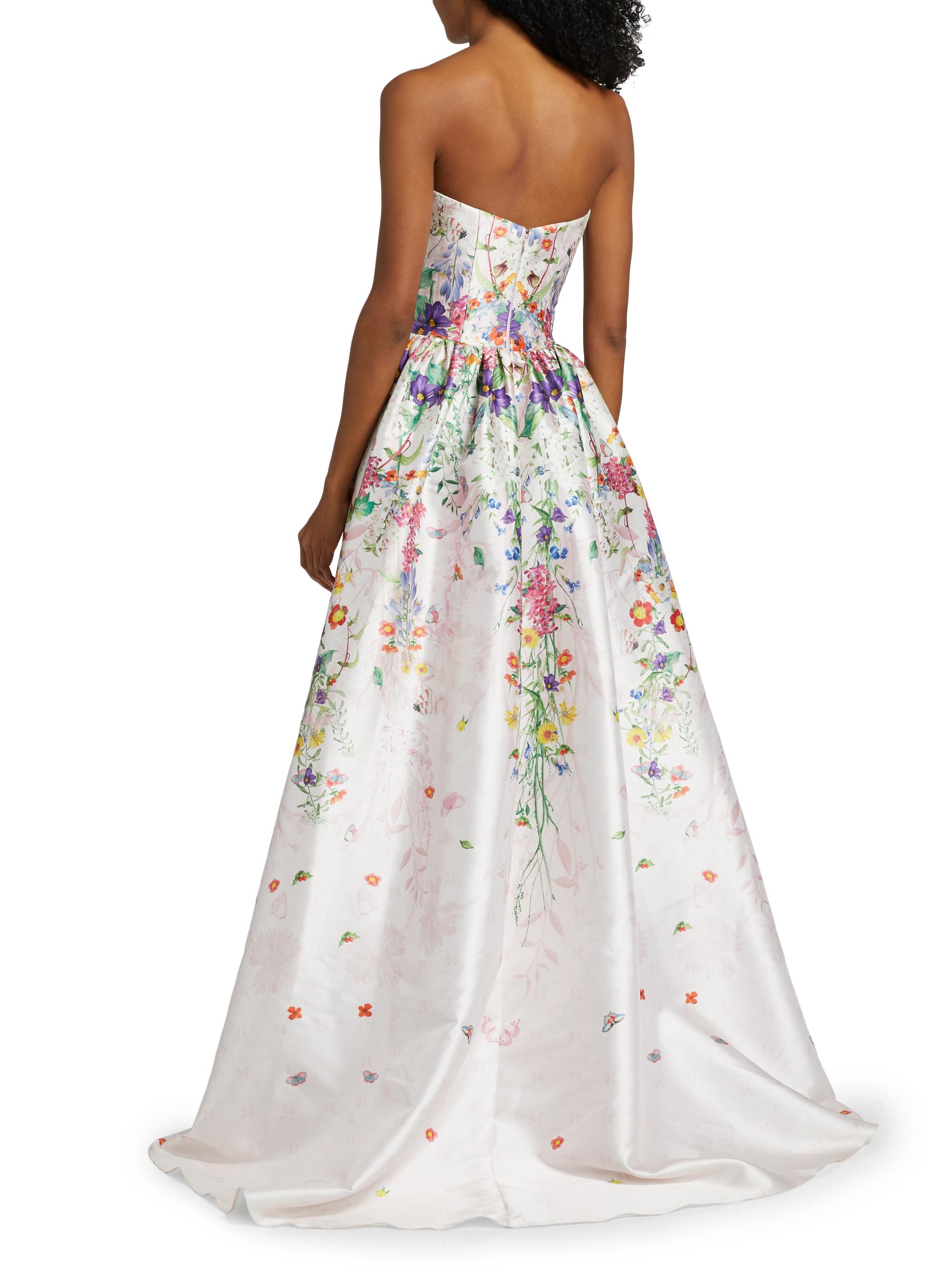 Floral Mikado Gown with Pockets