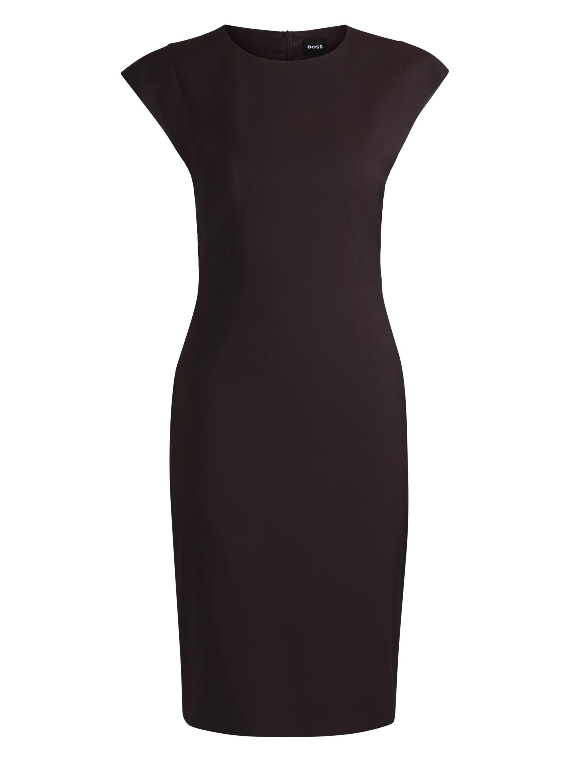 BOSS Women's Slim-Fit Dress in Virgin Wool with Cap Sleeves - Black