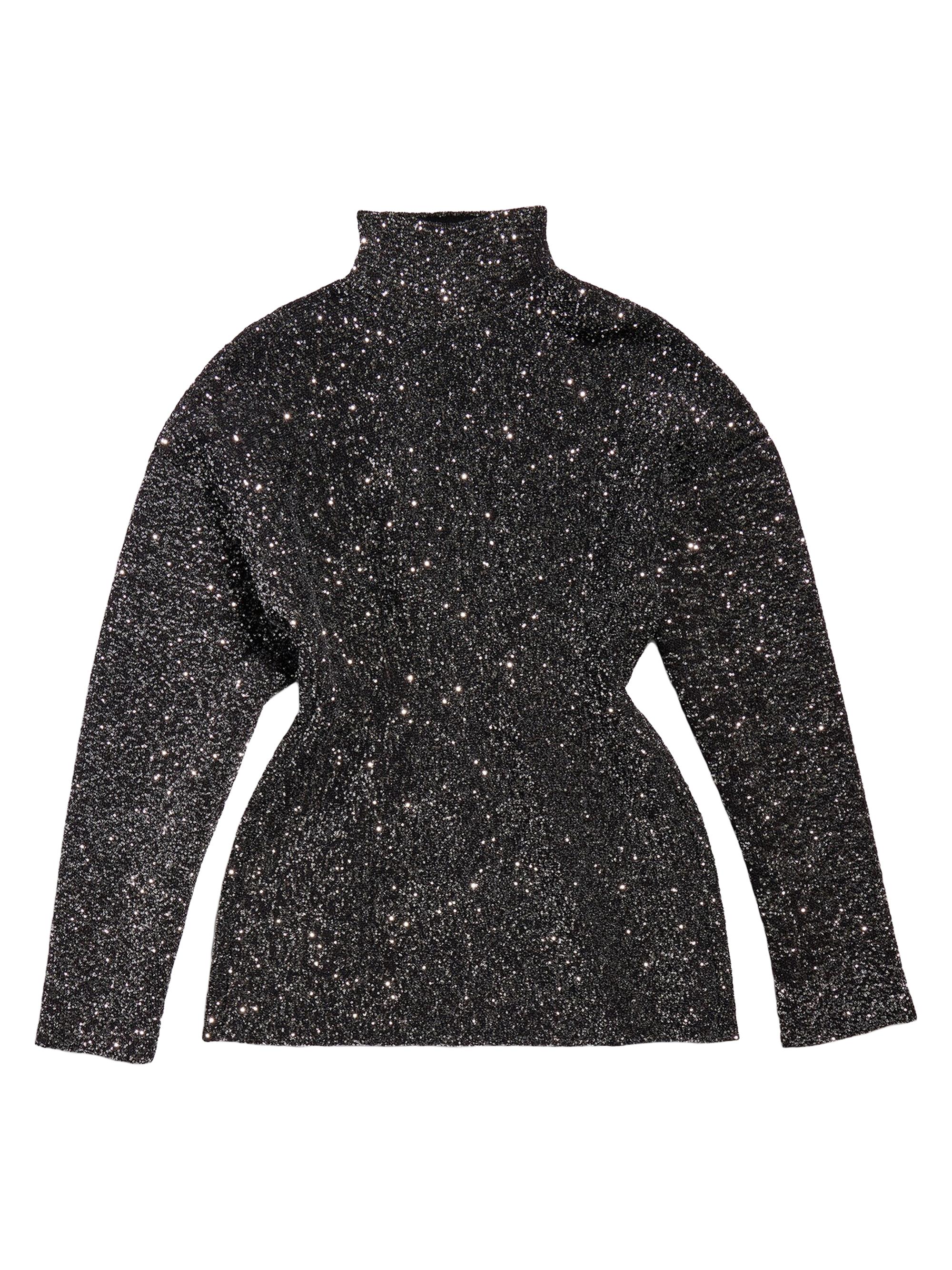 Balenciaga Women's Paillette Engineered Hourglass Top - Silver Black