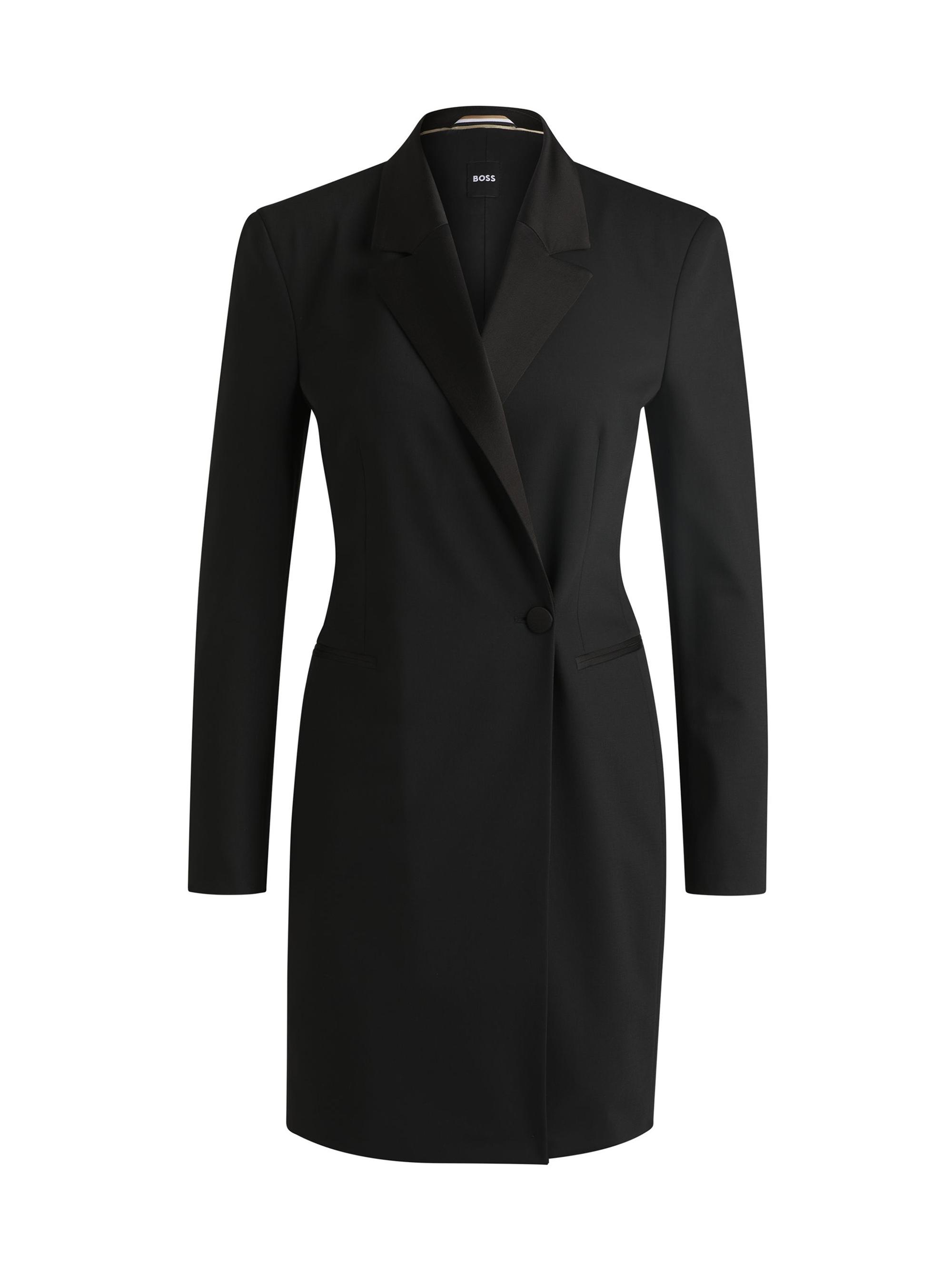 BOSS Women's Tuxedo-Style Dress with Wrap Front - Black
