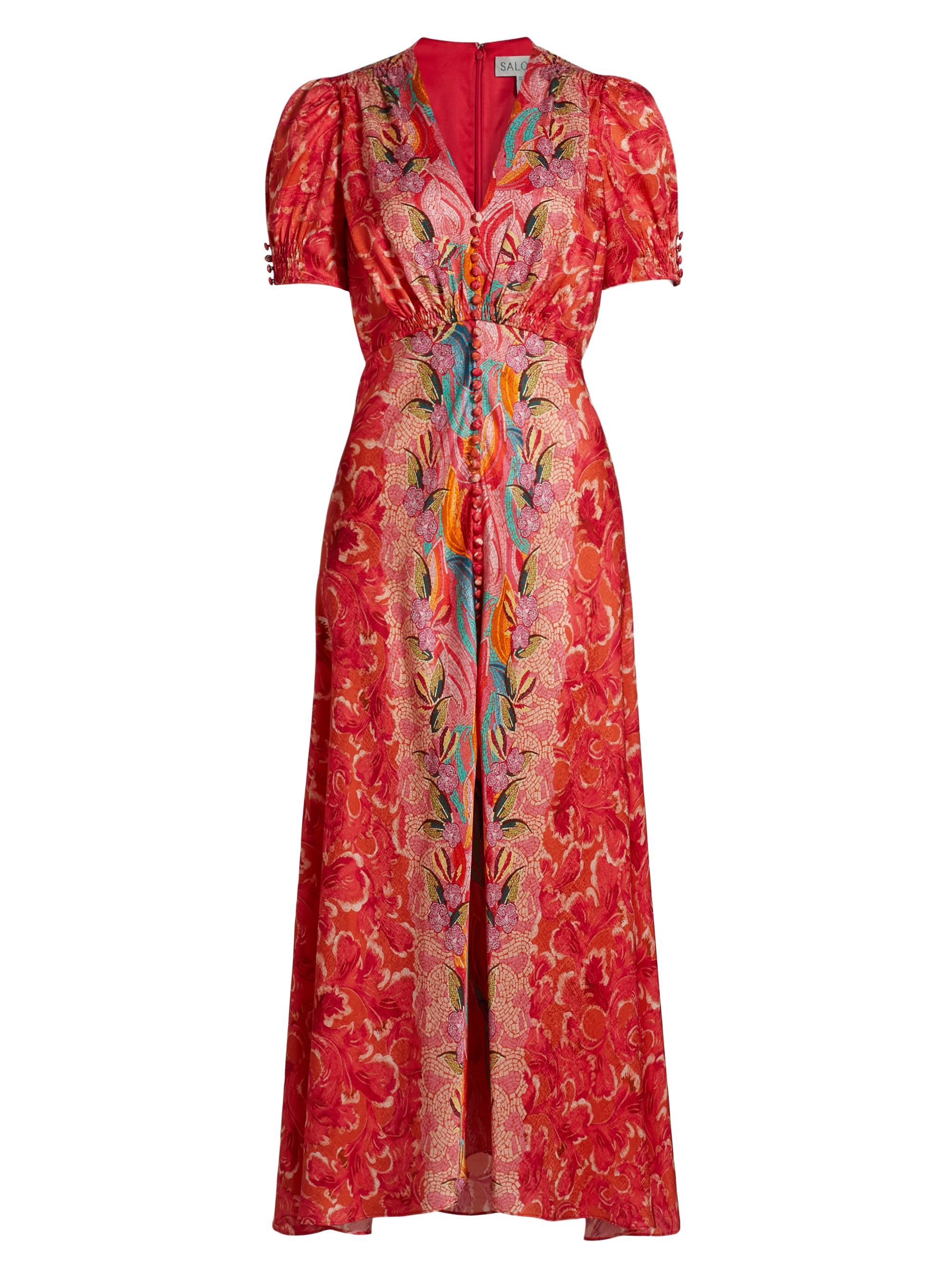 Saloni Women's Lea Floral Silk Shirtdress - Traceri Mosaic Print
