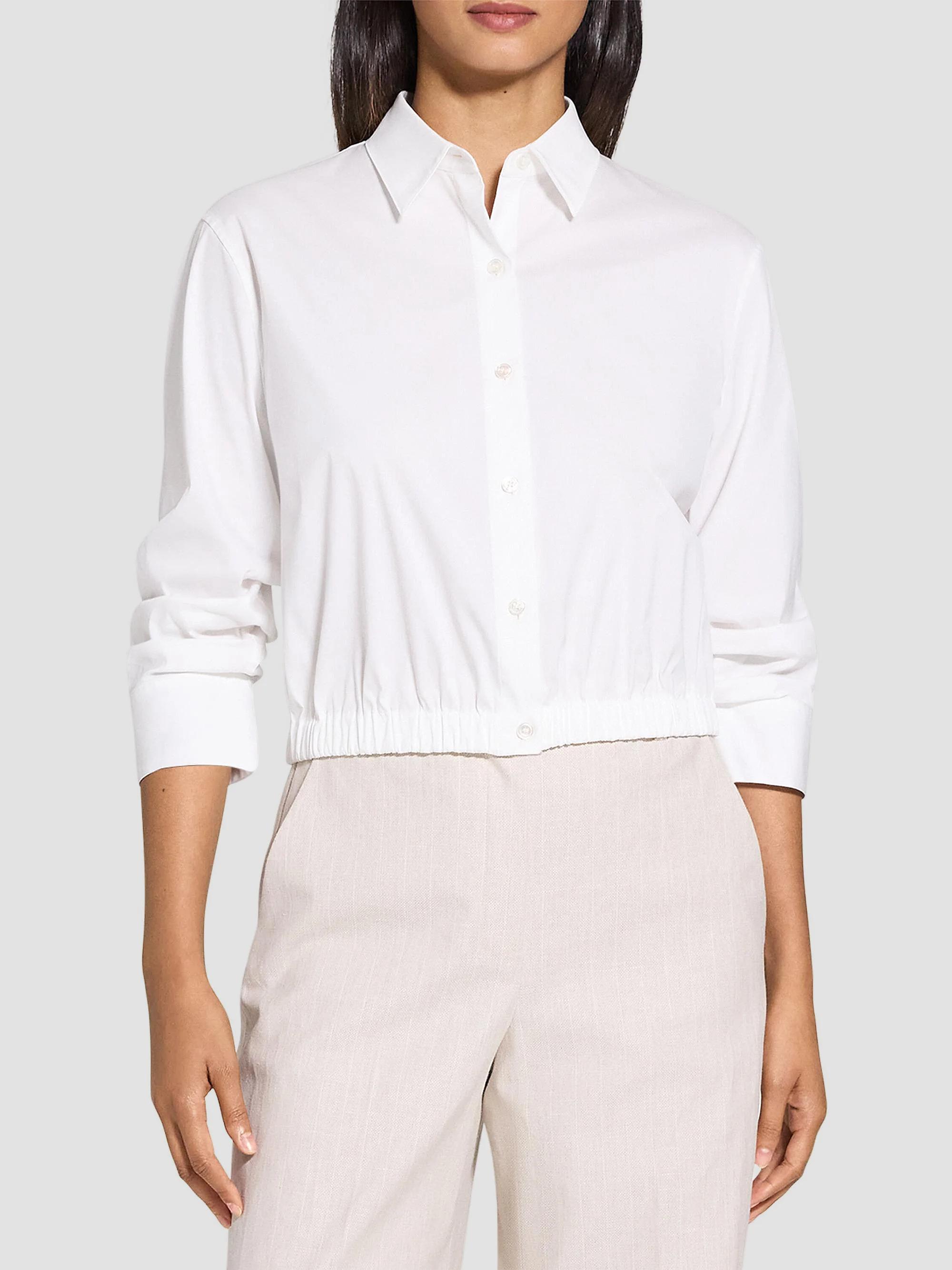 Theory Cap-Sleeve Silk Button-Front Shirt