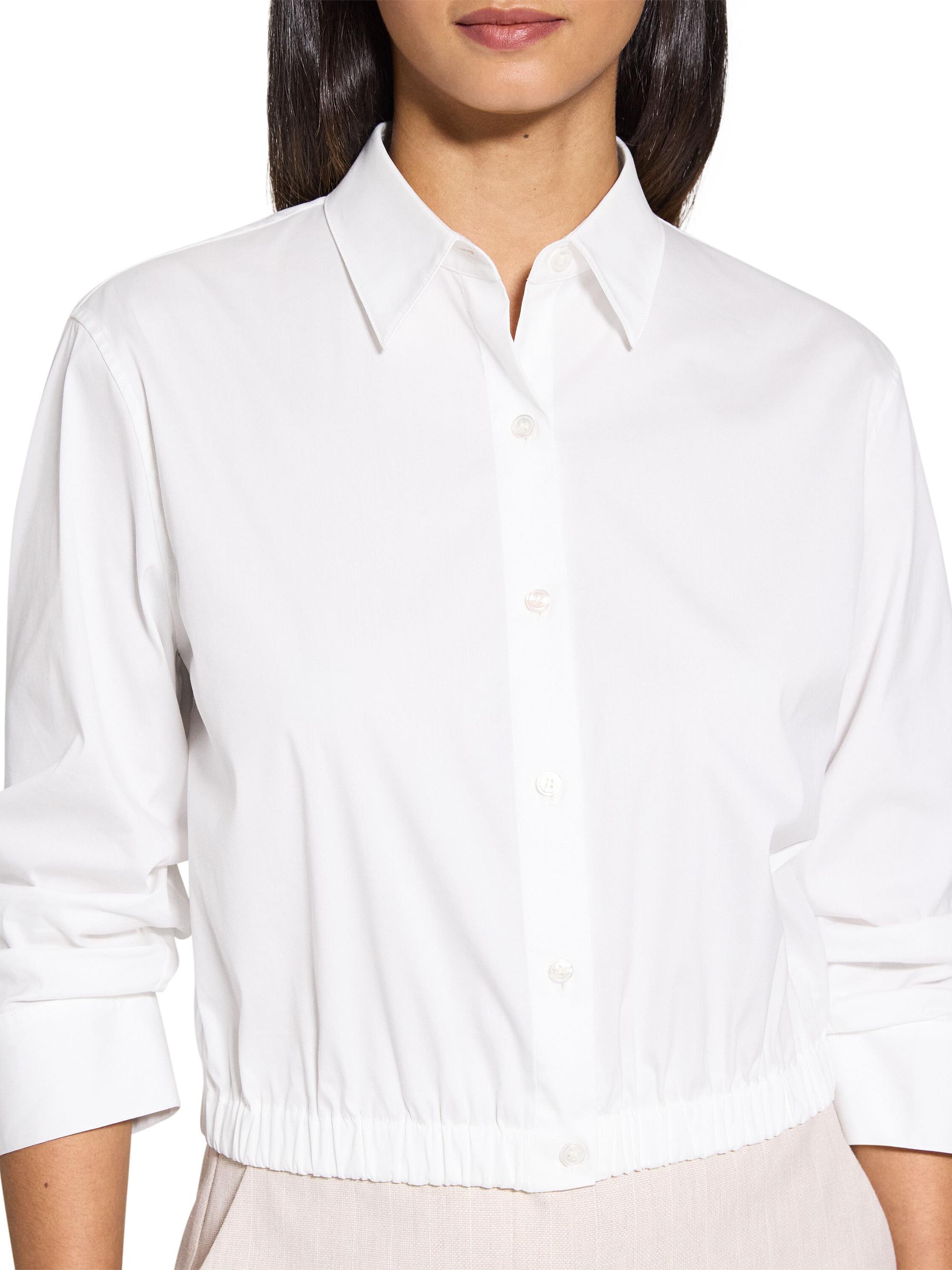 Theory Scrunch Sleeve Button-Front Crop Shirt | Saks Fifth Avenue
