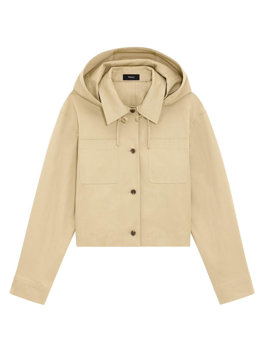 Theory Cotton Hooded Crop Jacket | Saks Fifth Avenue