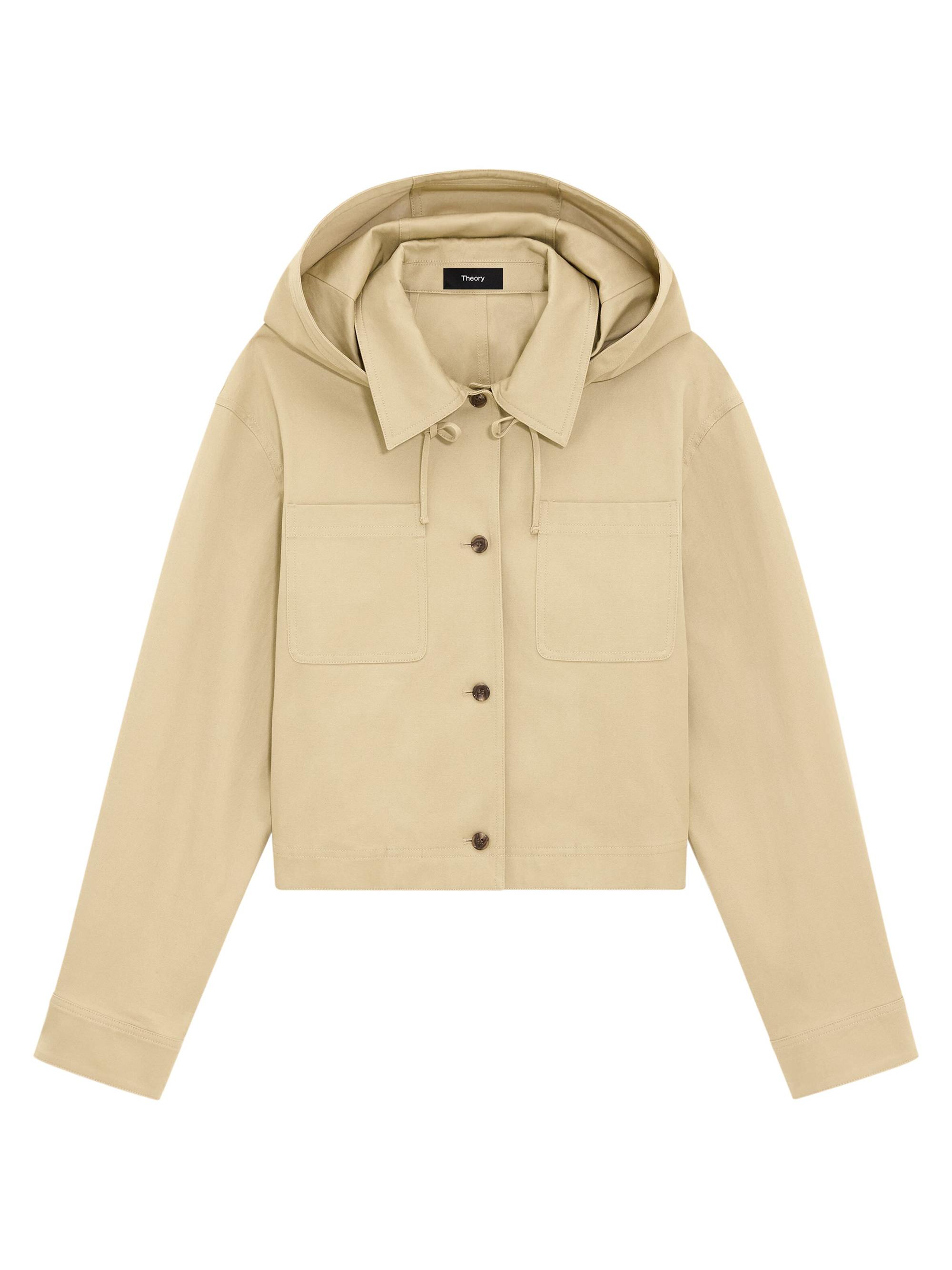 Theory Women's Cotton Hooded Crop Jacket - Trench