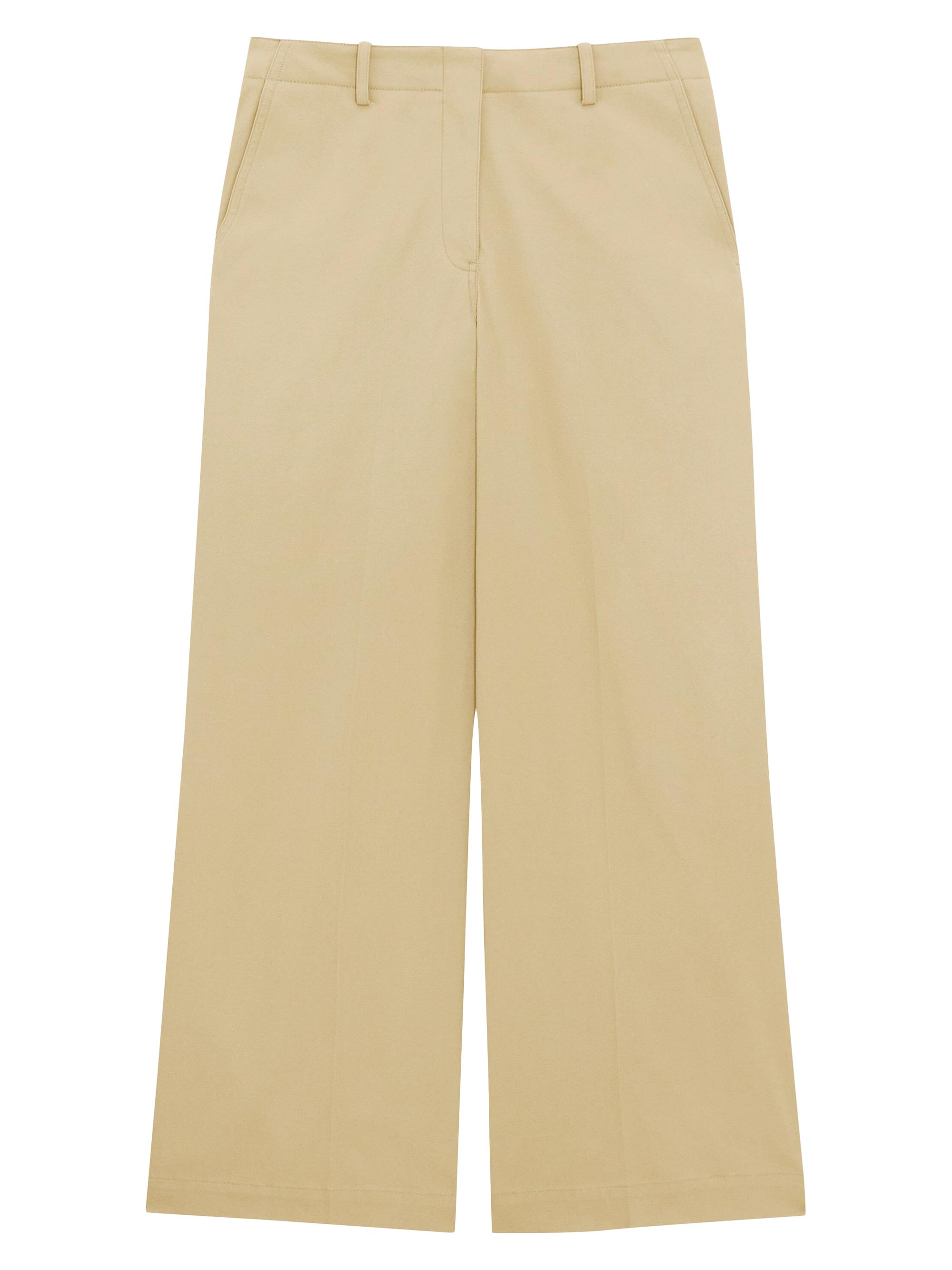 Theory Women's Relaxed Stretch Cotton Wide-Leg Pants - Trench