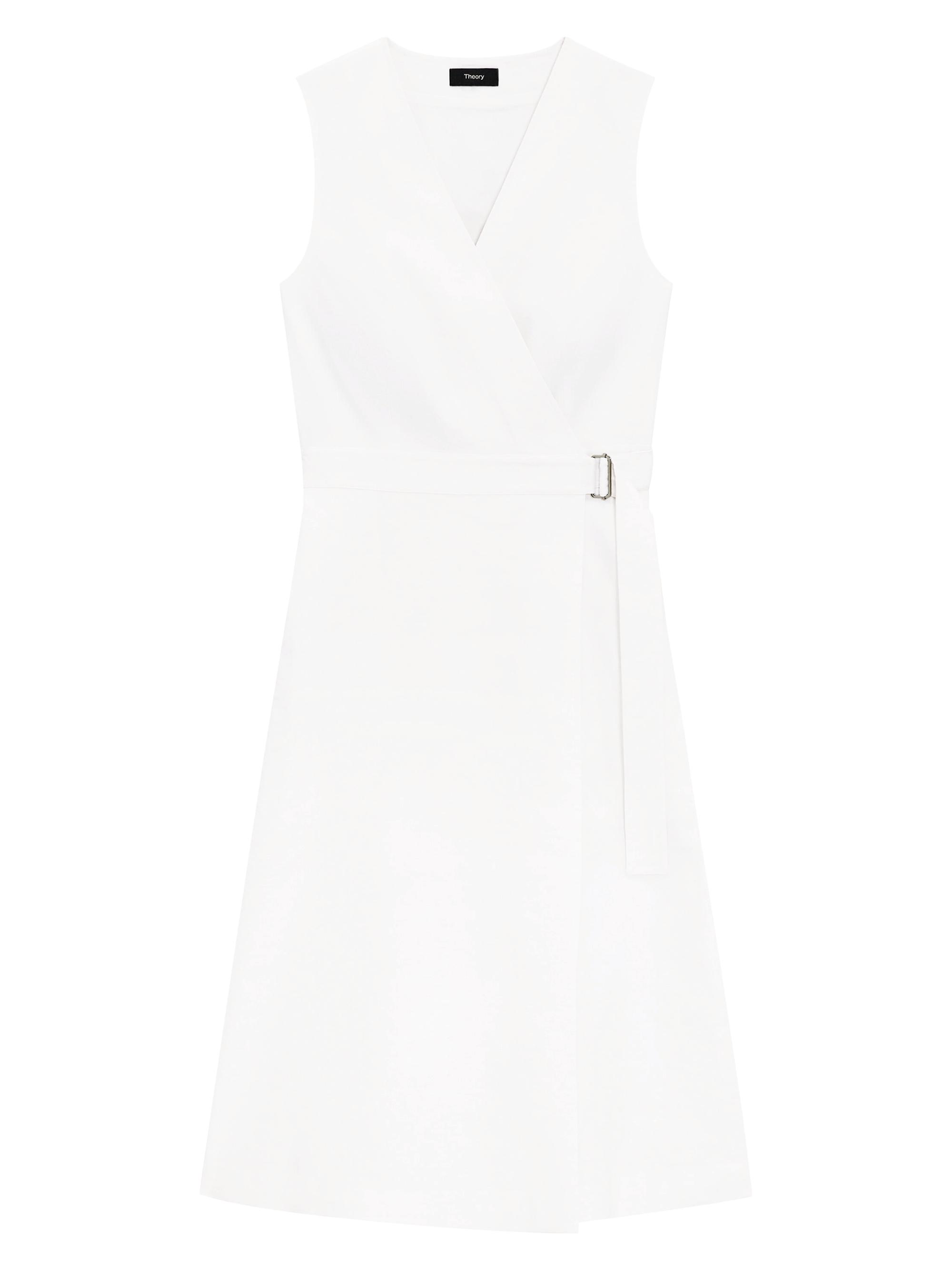 Theory Women's Sleeveless Fit& Flare Wrap Dress - White