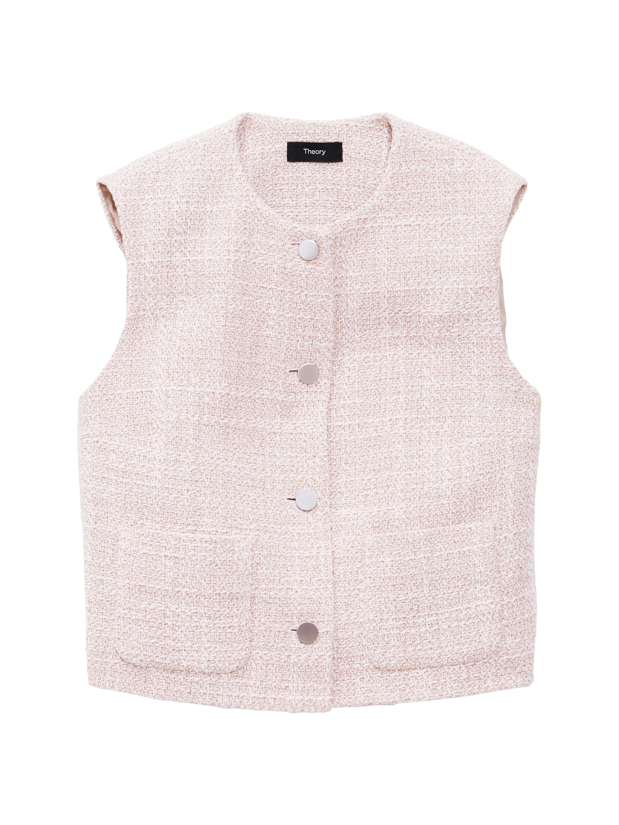 Theory Women's Tweed Patch Pocket Vest - Taupe Multi