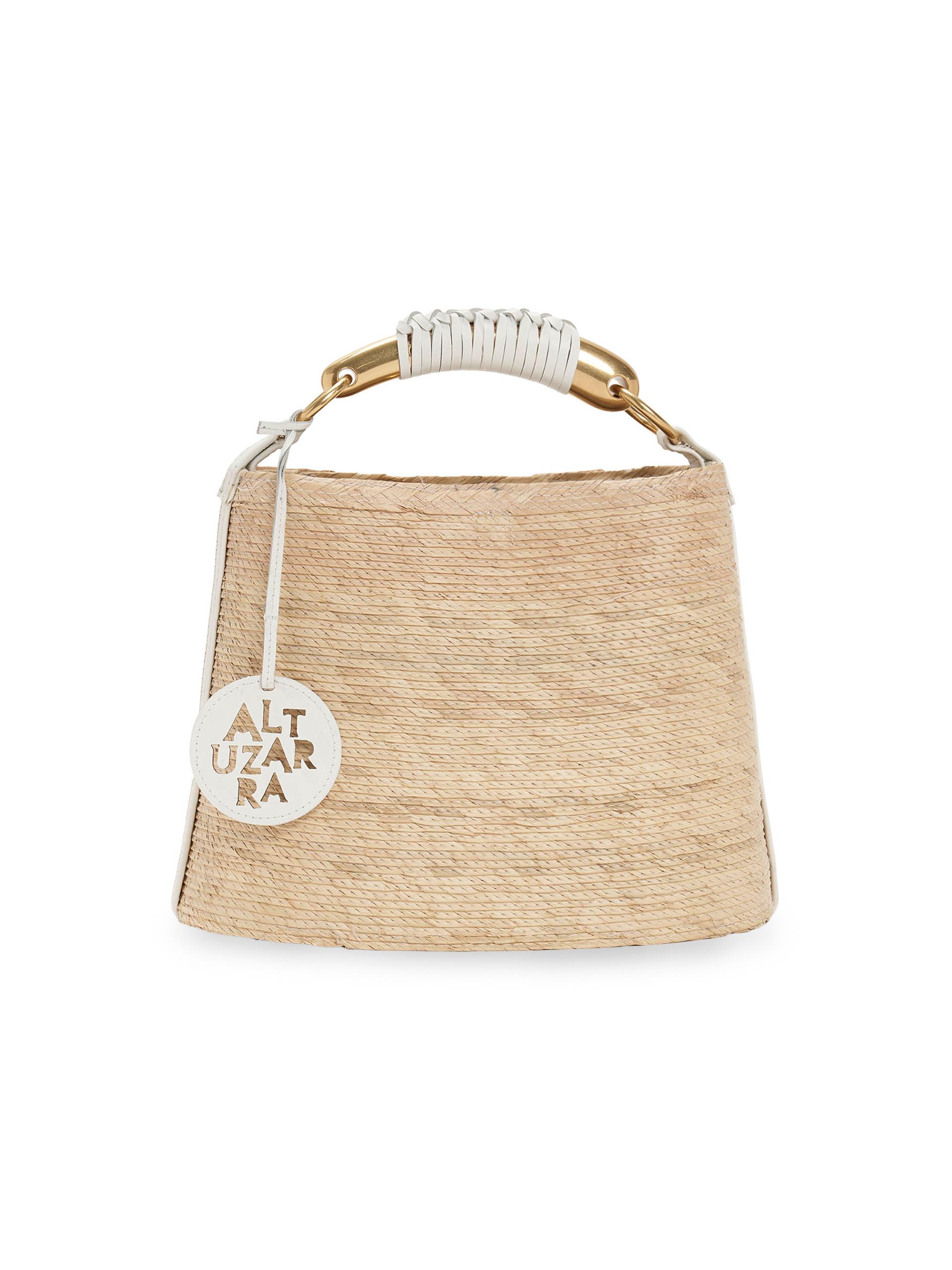 Altuzarra Women's Watermill Palm Straw & Leather Top Handle Bag - Natural White