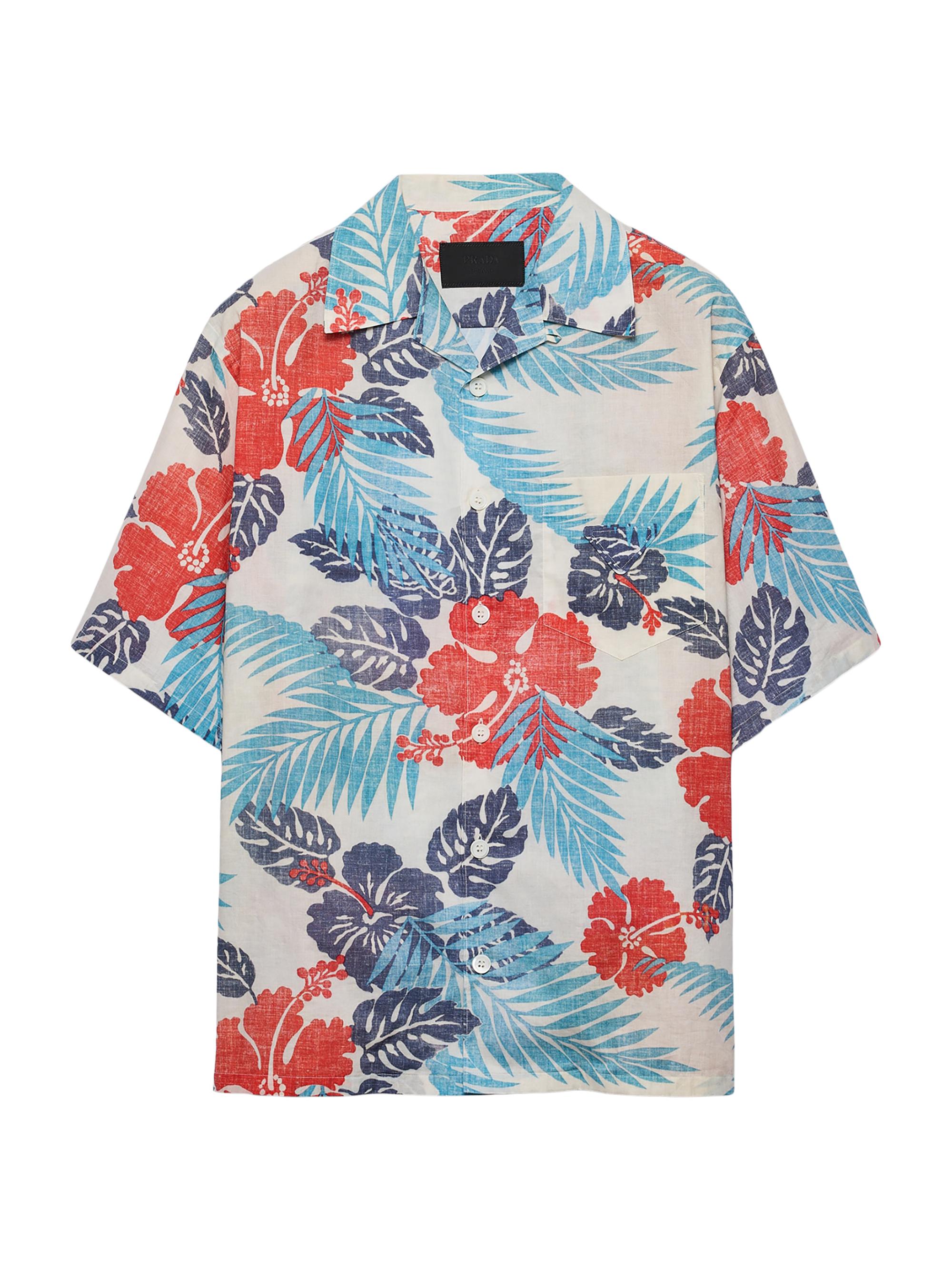Prada Men's Printed Cotton Bowling Shirt - Multicolored