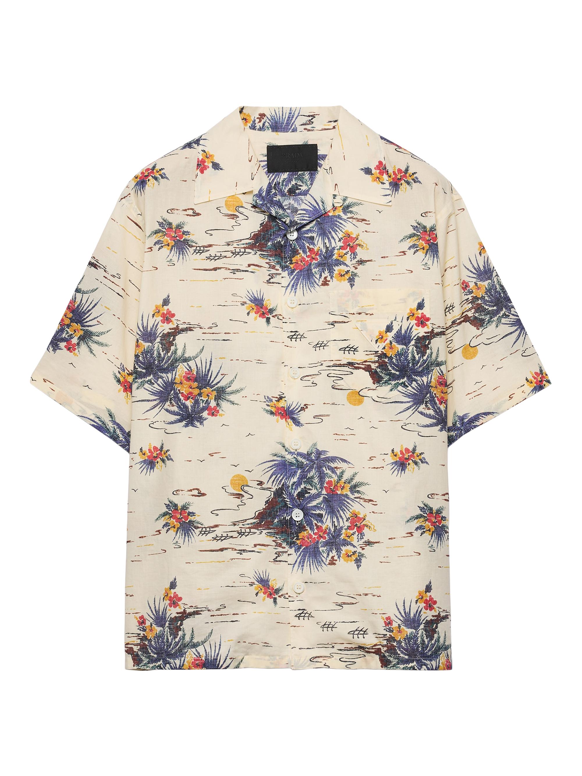 Prada Men's Printed Cotton Bowling Shirt - Multicolored