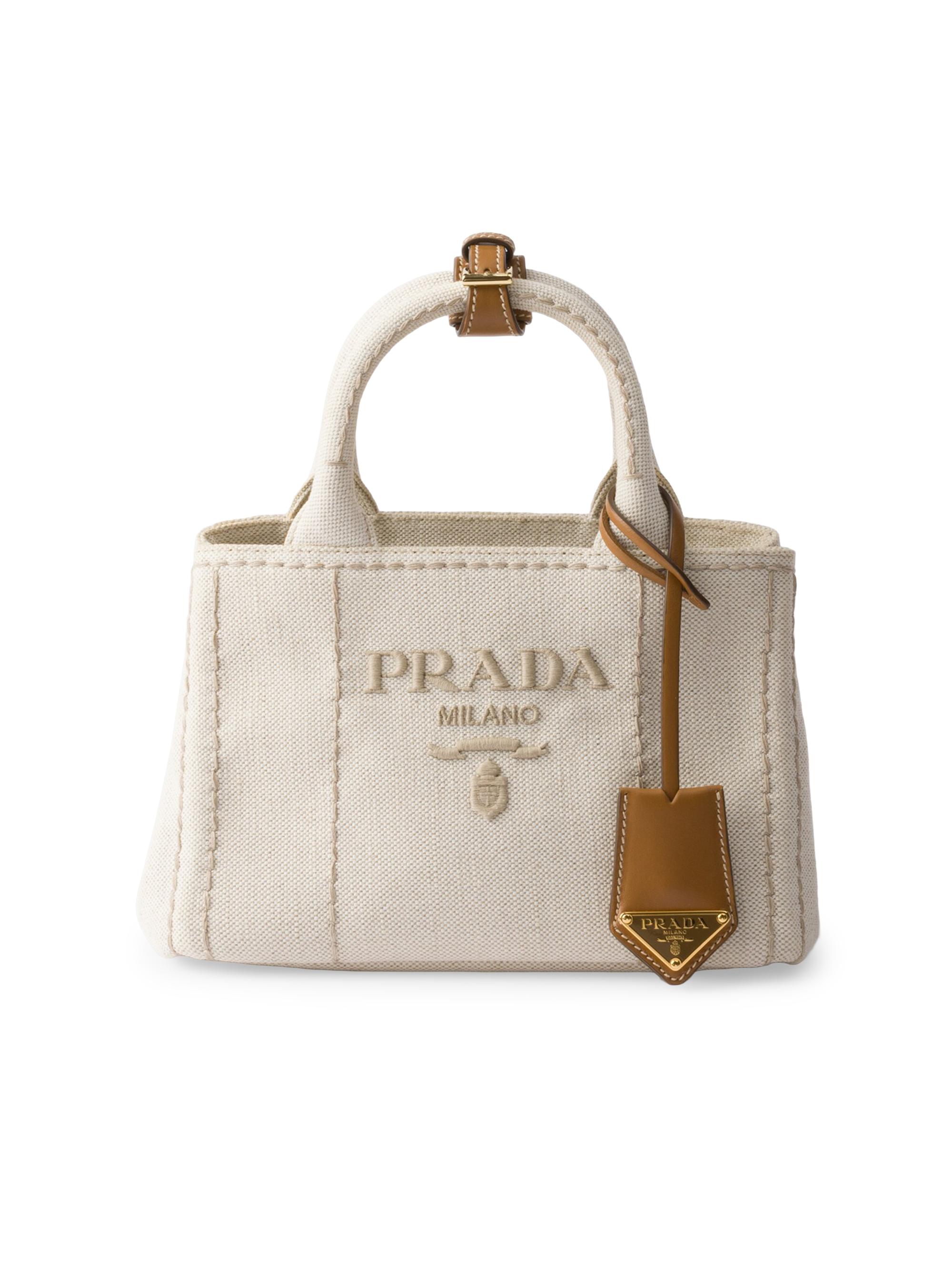 Prada Women's Linen Blend Mini Handbag - Beige Khaki