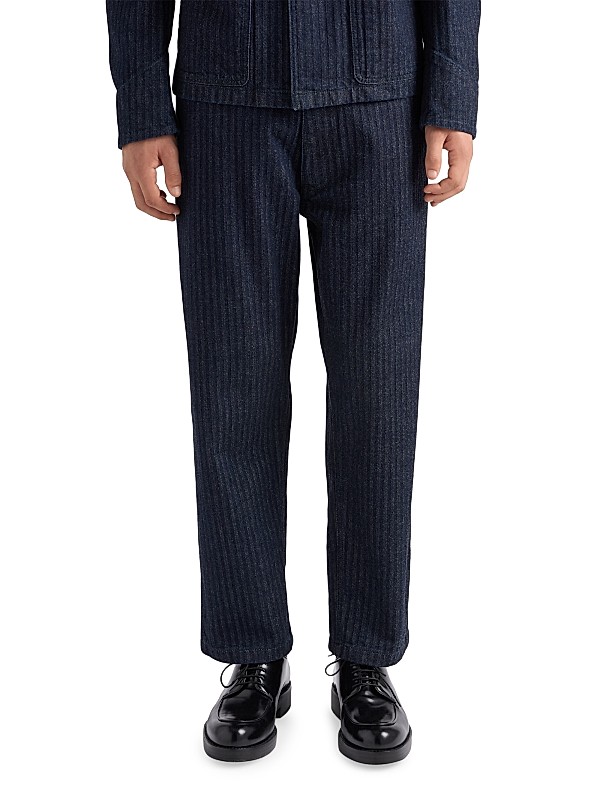 Shop Prada Wide-Leg Chevron Denim Jeans | Saks Fifth Avenue Shop Prada Wide-Leg Chevron Denim Jeans | Saks Fifth Avenue