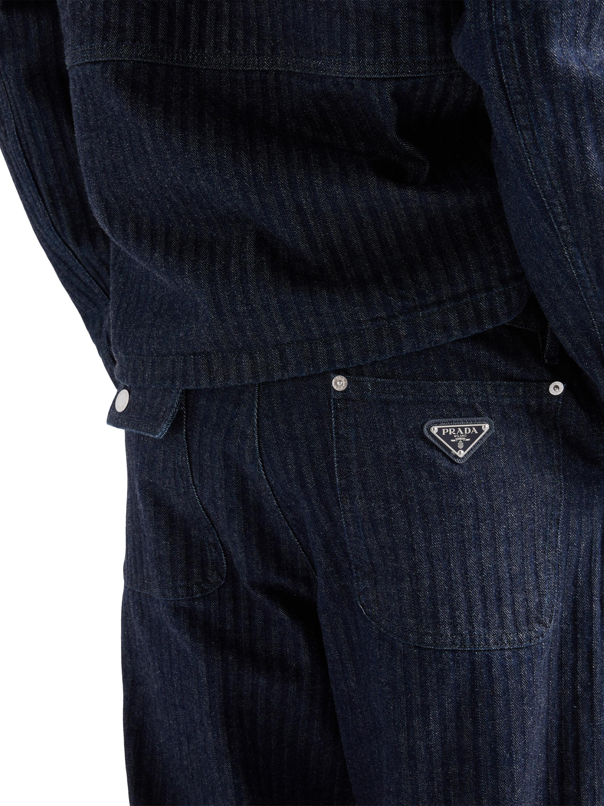 Prada Wide-Leg Chevron Denim Jeans | Saks Fifth Avenue