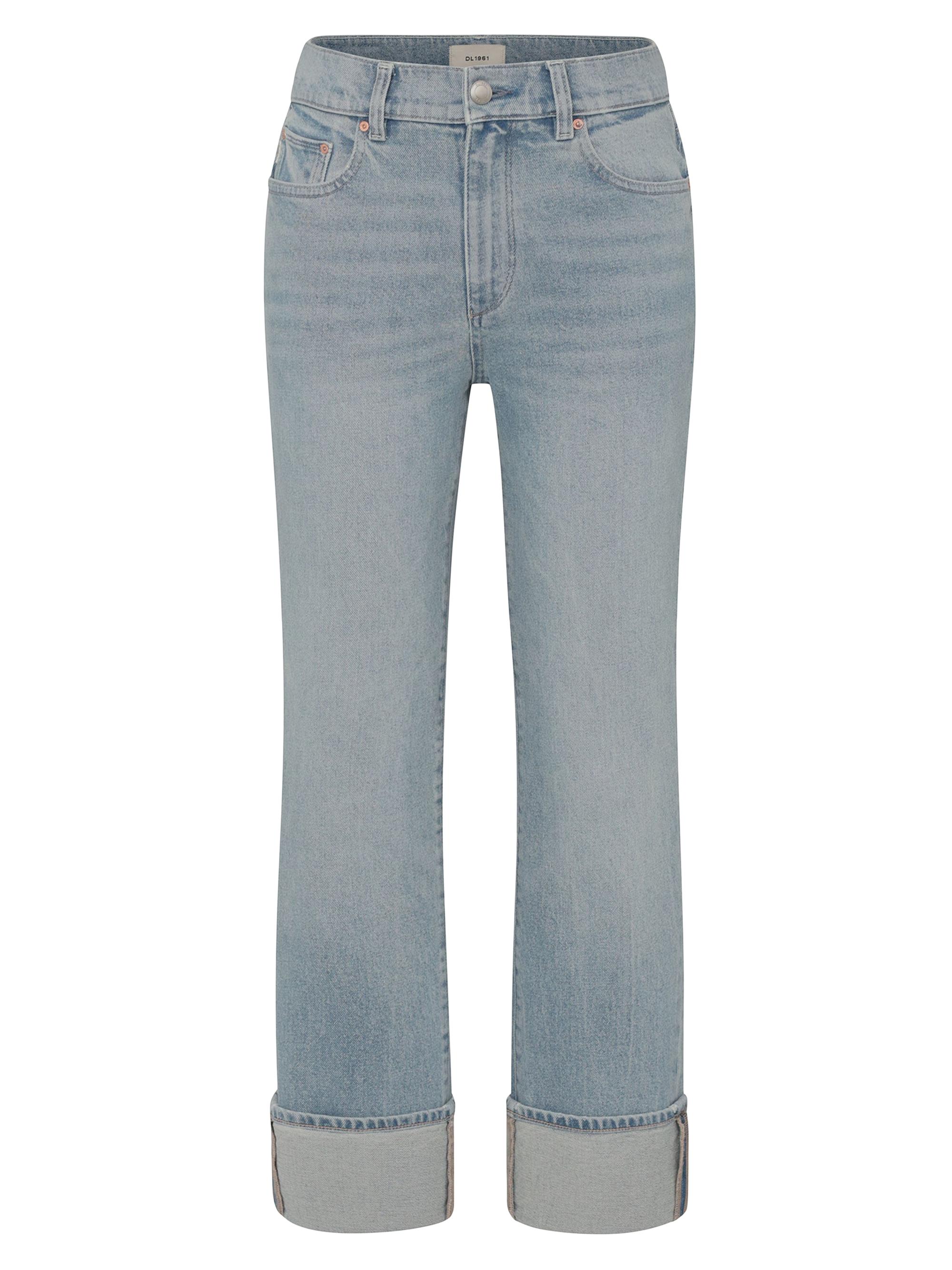 DL1961 Premium Denim Women's Patti Straight High Rise Ankle Jeans - Aruba Cuffed