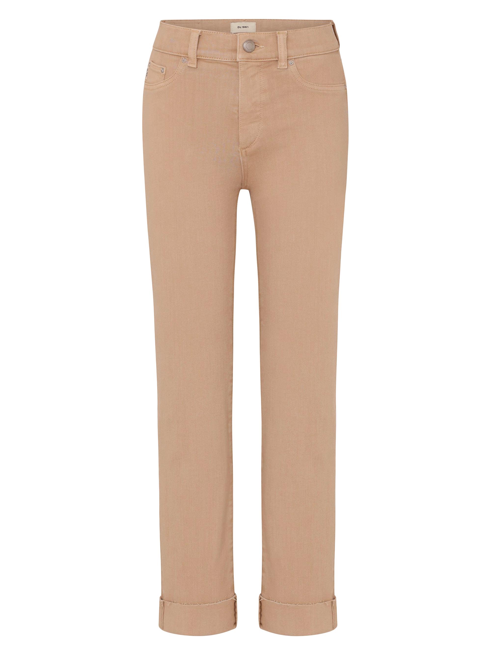 DL1961 Premium Denim Women's Mara Straight Mid Rise Instasculpt Ankle Jeans - Almond Cuffed