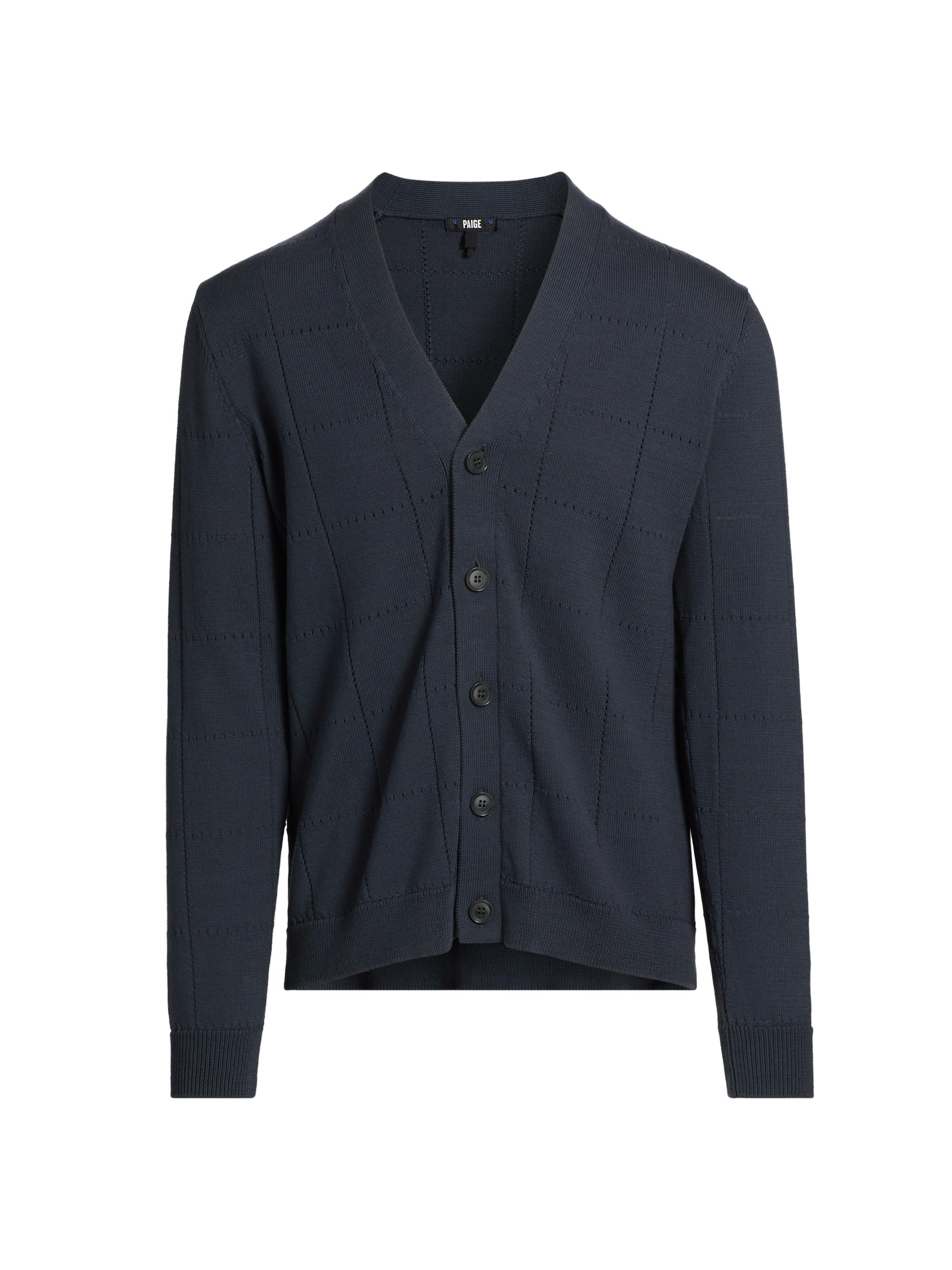 Paige Men's Westman Stretch-Cotton Cardigan - Ocean Floor