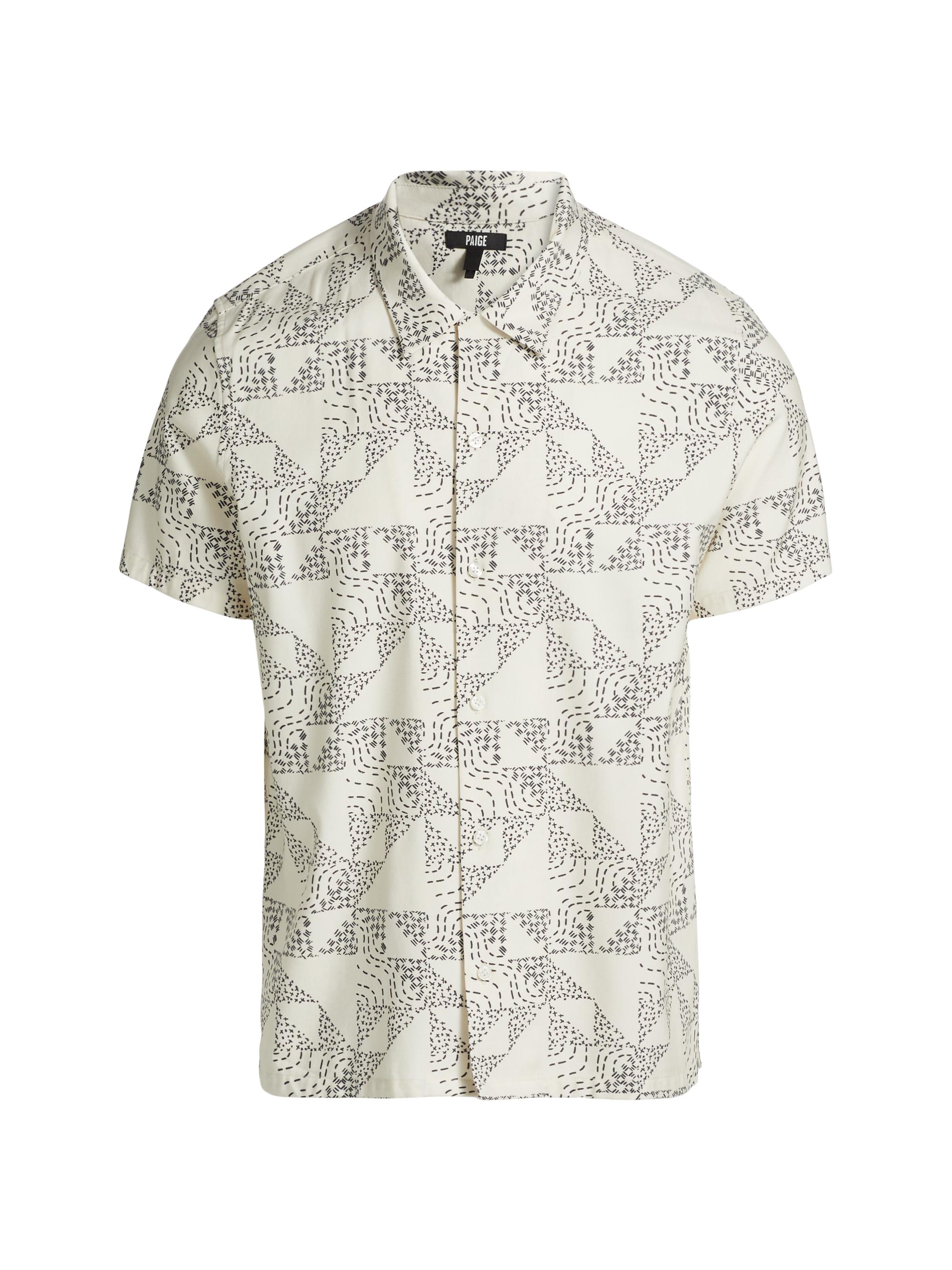 Paige Men's Medina Geometric Print Shirt - Alabaster Ocean Floor
