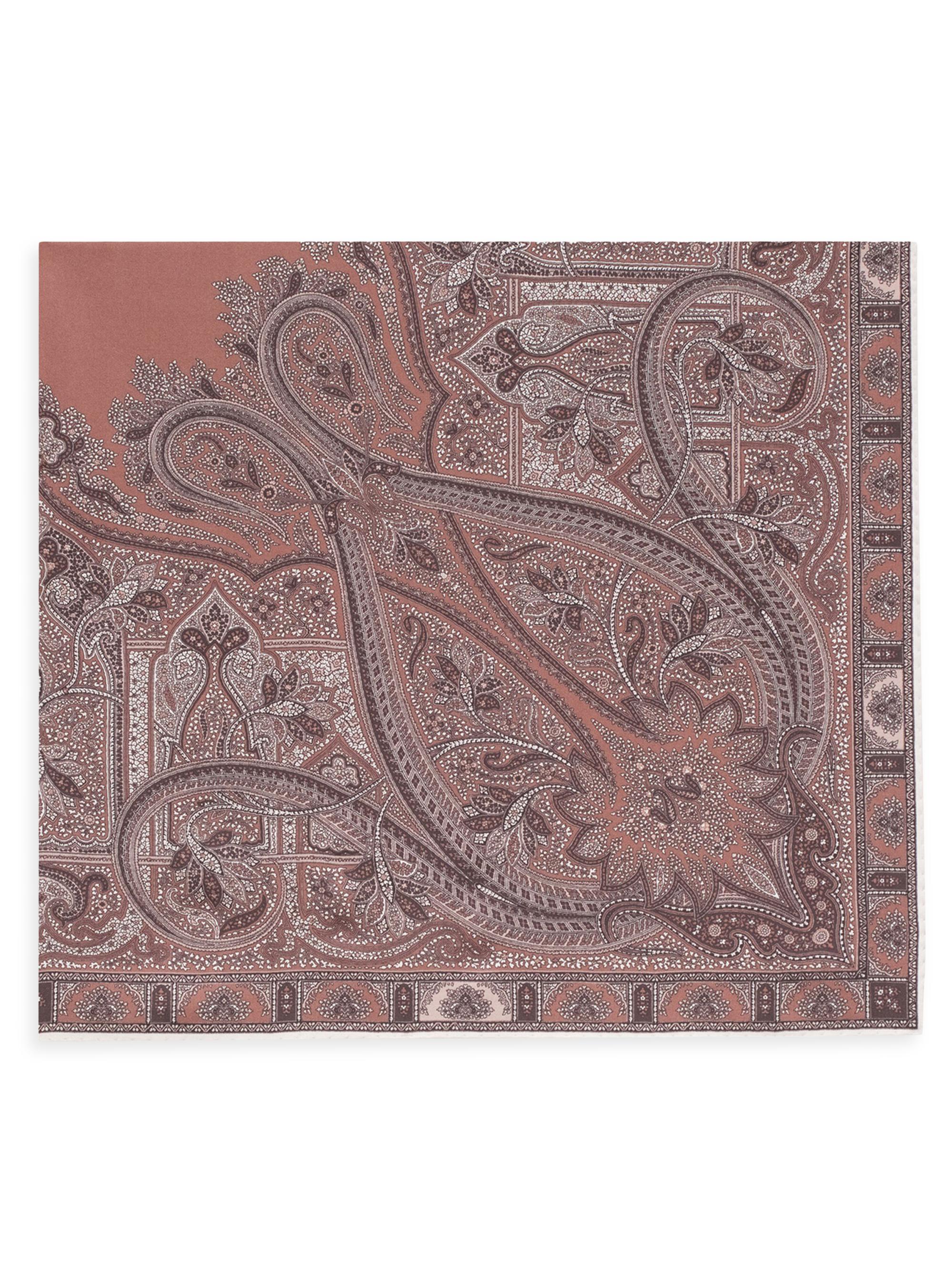 Saint Laurent Women's Square Scarf in Paisley Silk Twill - Light Brown Multi