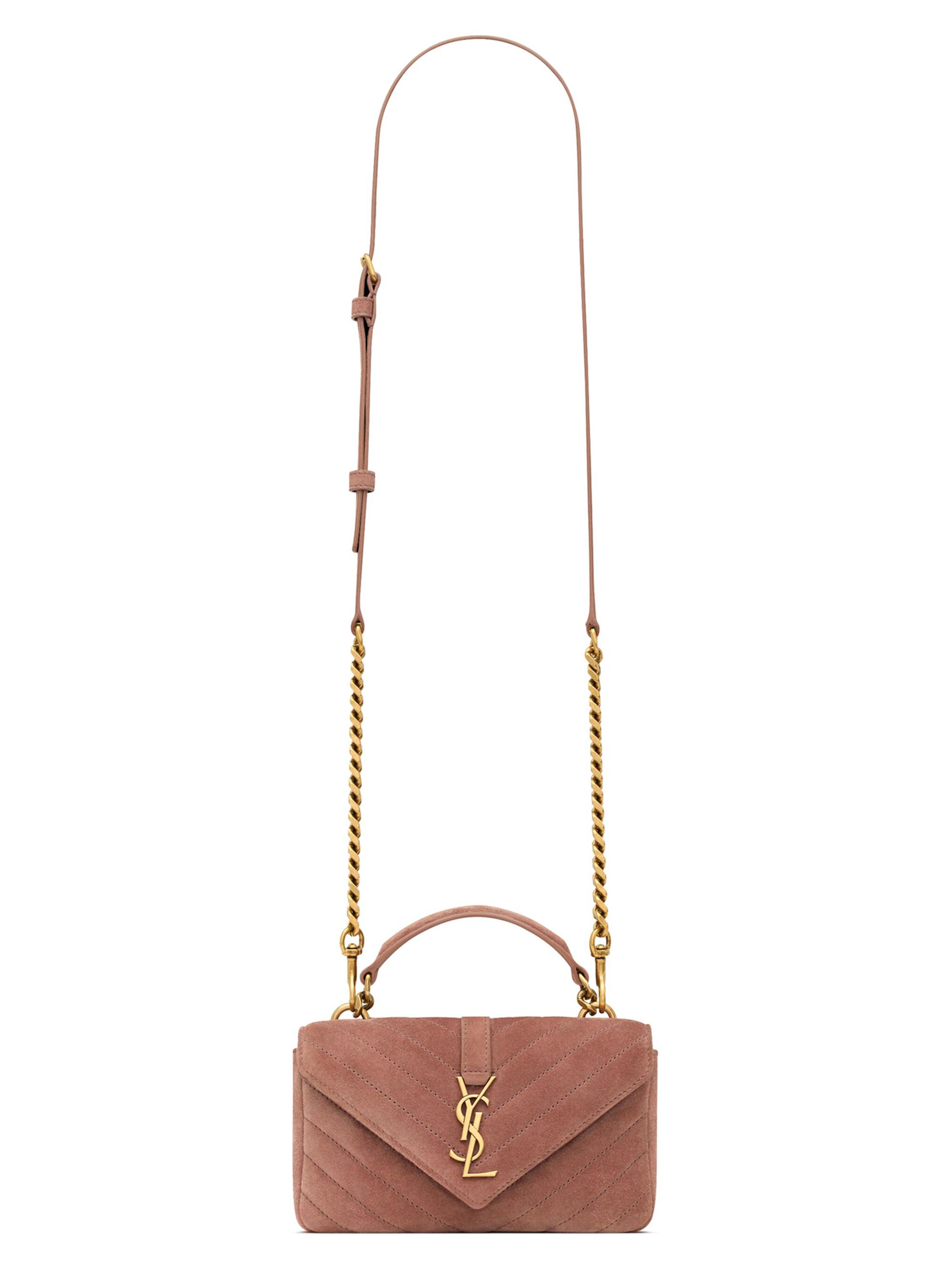 Saint Laurent Women's College Mini Bag in Suede - Barely Pink