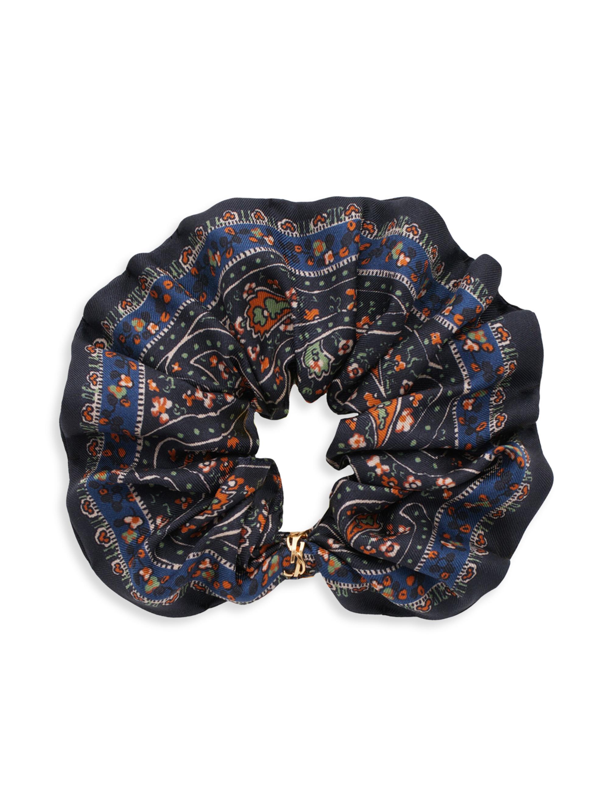 Saint Laurent Women's Cassandre Scrunchie in Paisley Silk Twill - Multicolored