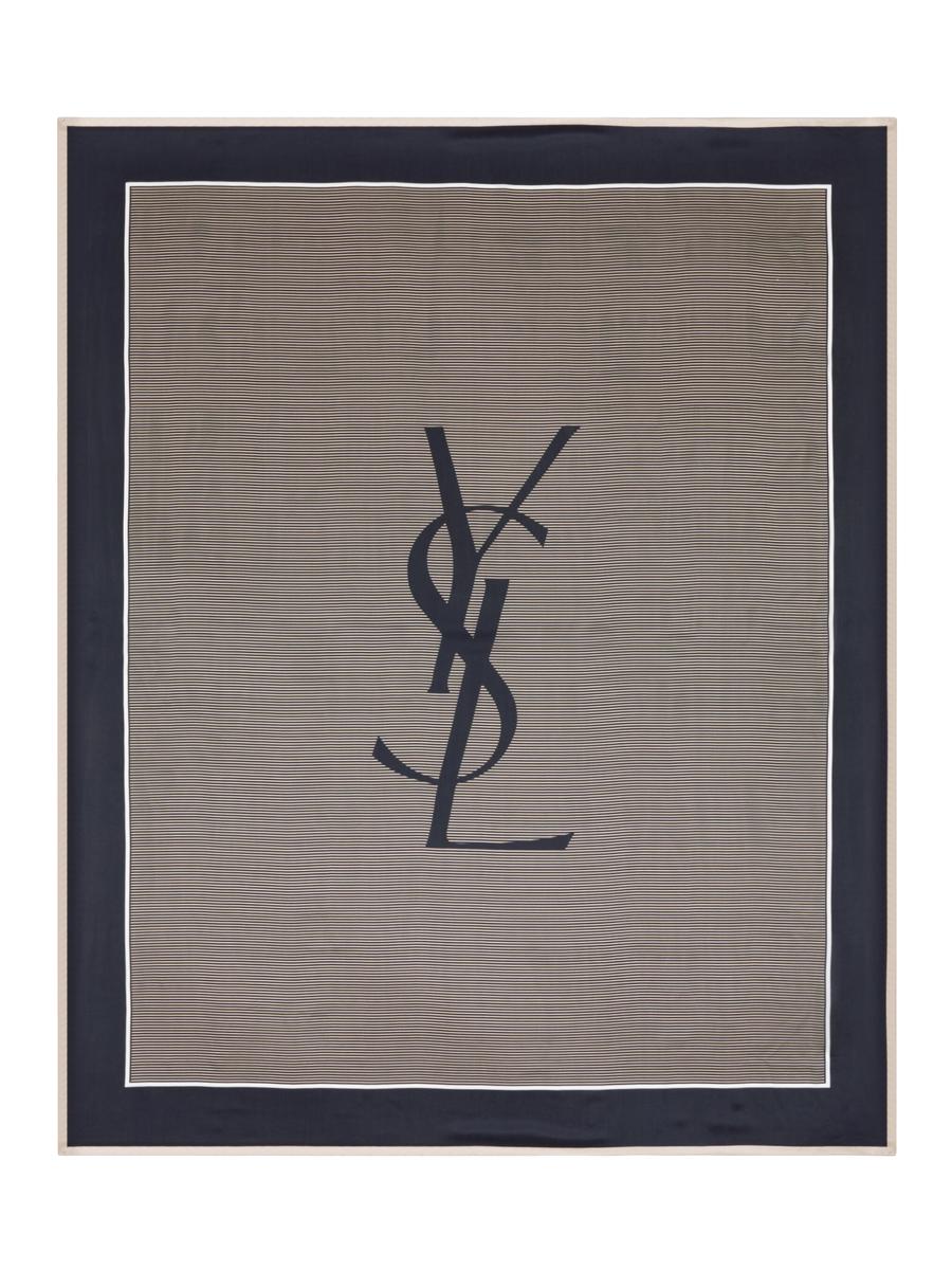スカーフ Saint Laurent Cassandre Silk Foulard Saint Laurent Cassandre Striped Stole in Silk Charmeuse