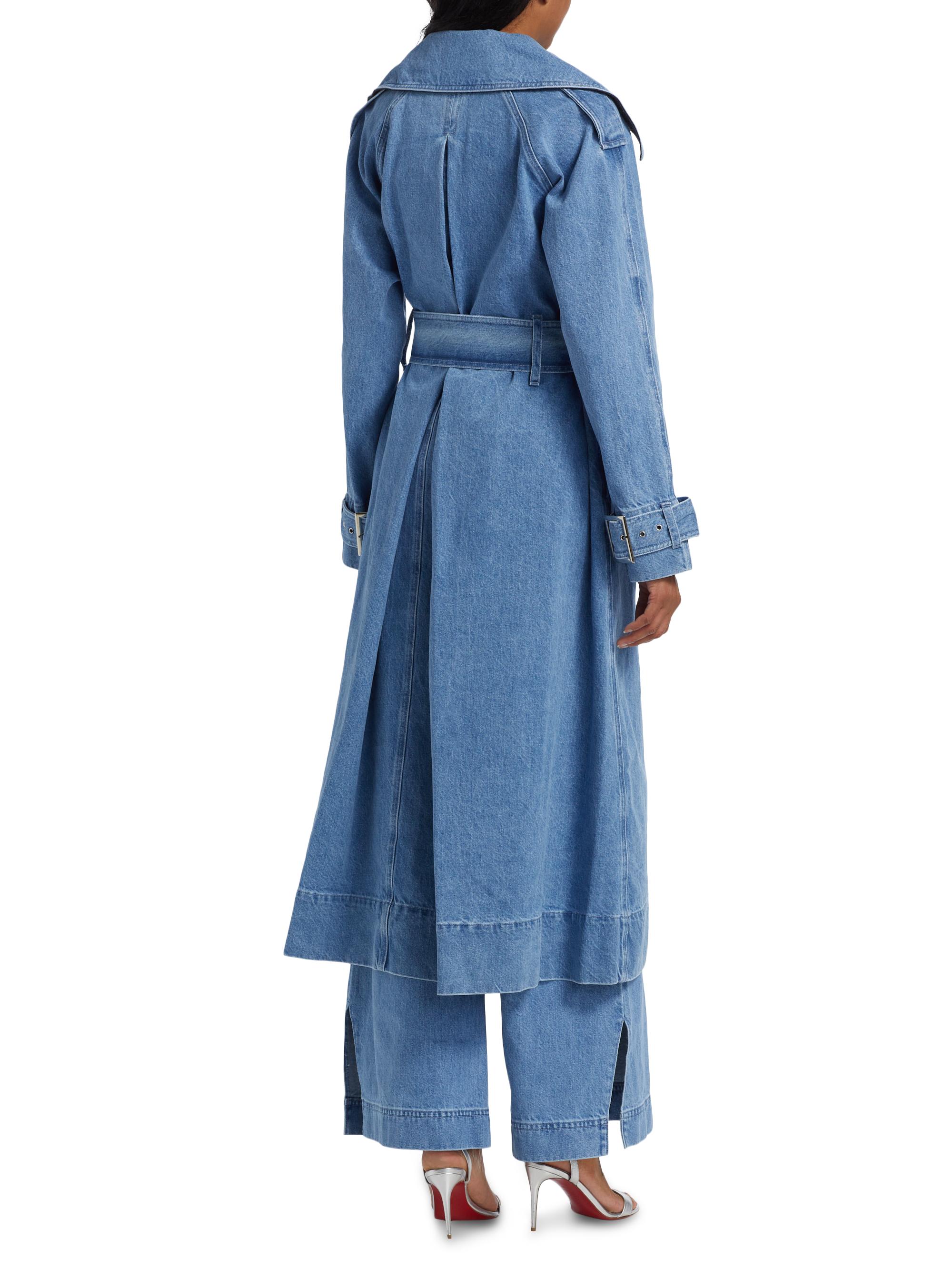 Toccin Chloe Washed-Denim Belted Trench Coat | Saks Fifth Avenue