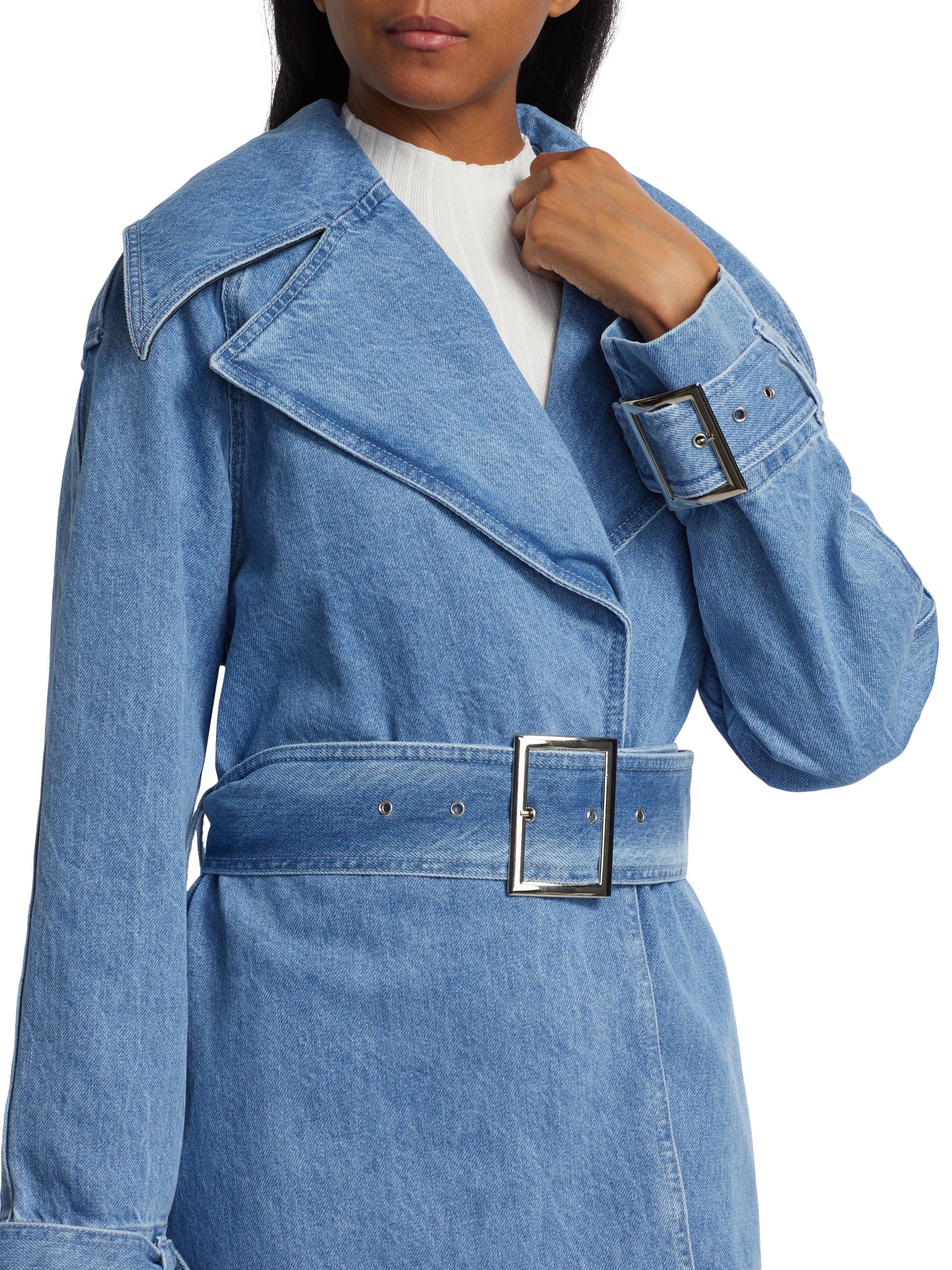 Toccin Chloe Washed-Denim Belted Trench Coat | Saks Fifth Avenue