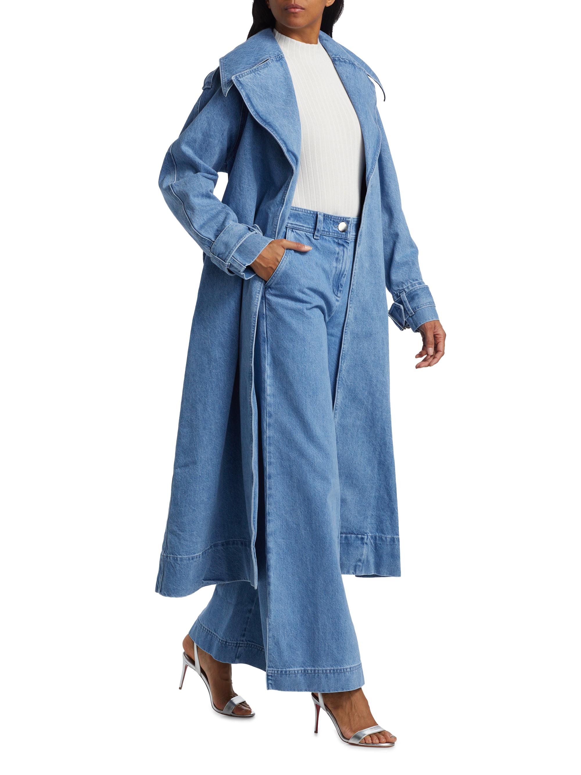 Toccin Chloe Washed-Denim Belted Trench Coat | Saks Fifth Avenue