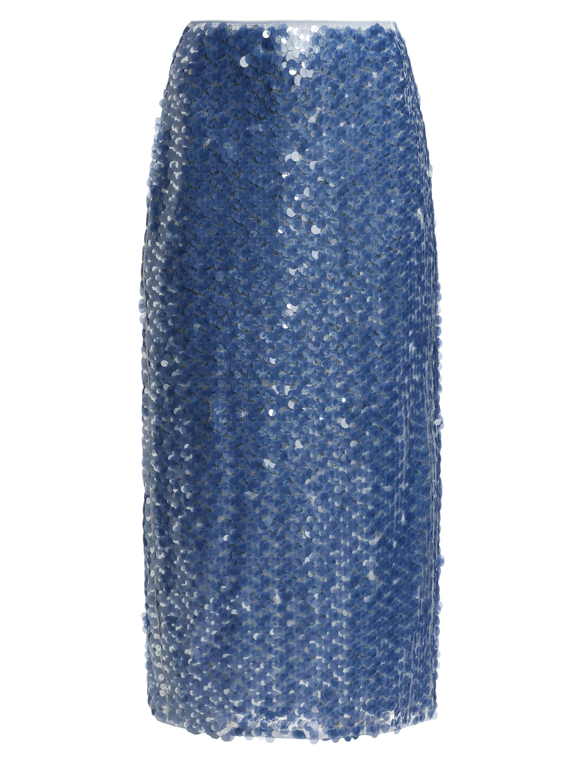 Toccin Women's Leilani Sequined Midi-Skirt - Steel Blue Multi
