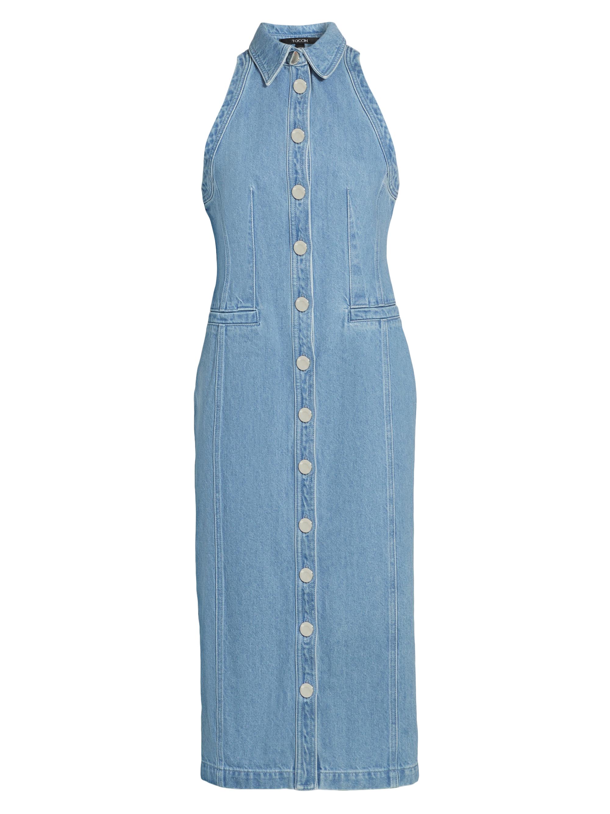 Toccin Women's Palmer Washed-Denim Button-Front Midi-Dress - Light Wash