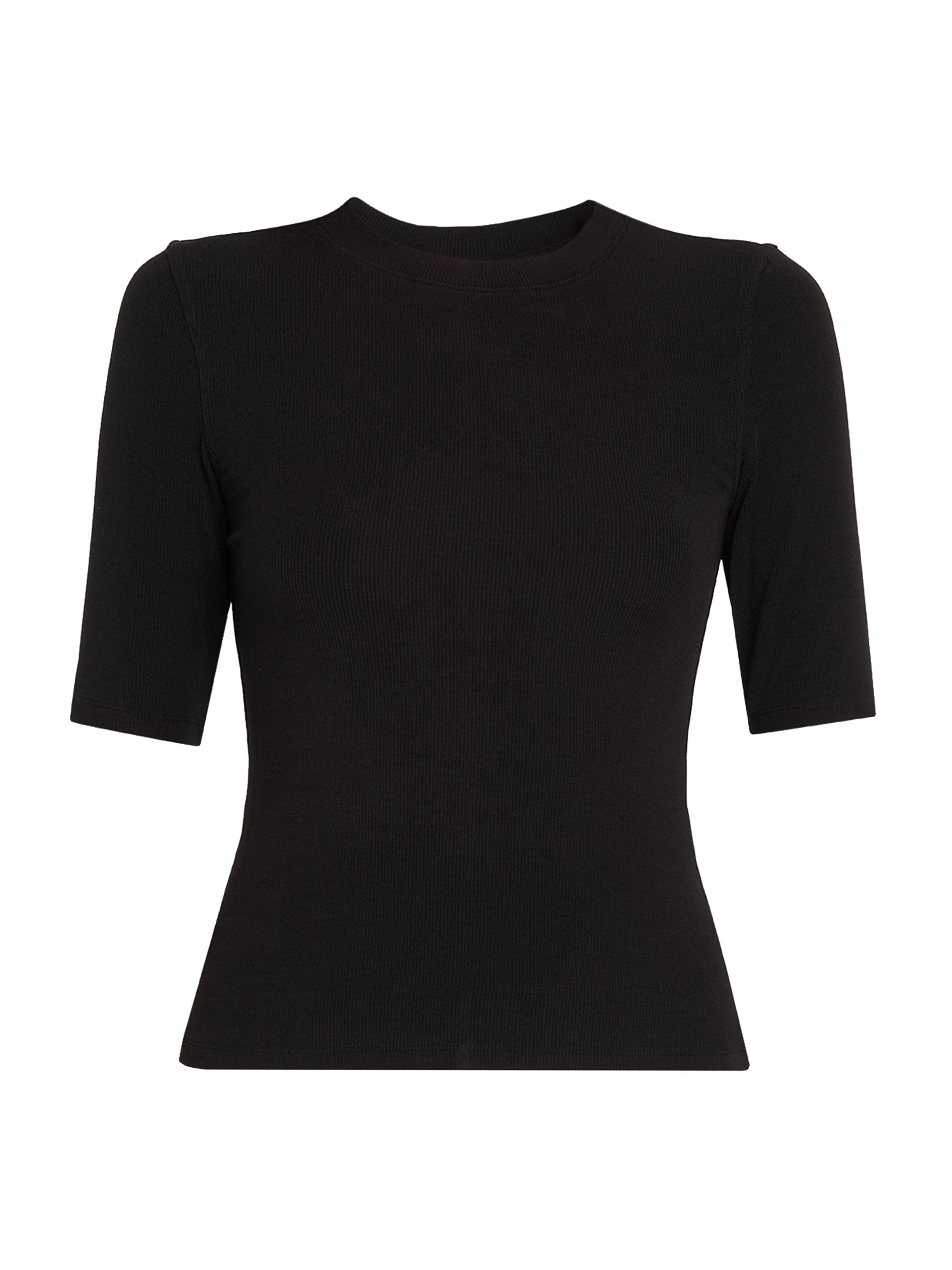FRAME Women's Rib Crewneck T-Shirt - Black | Thumbnail 8
