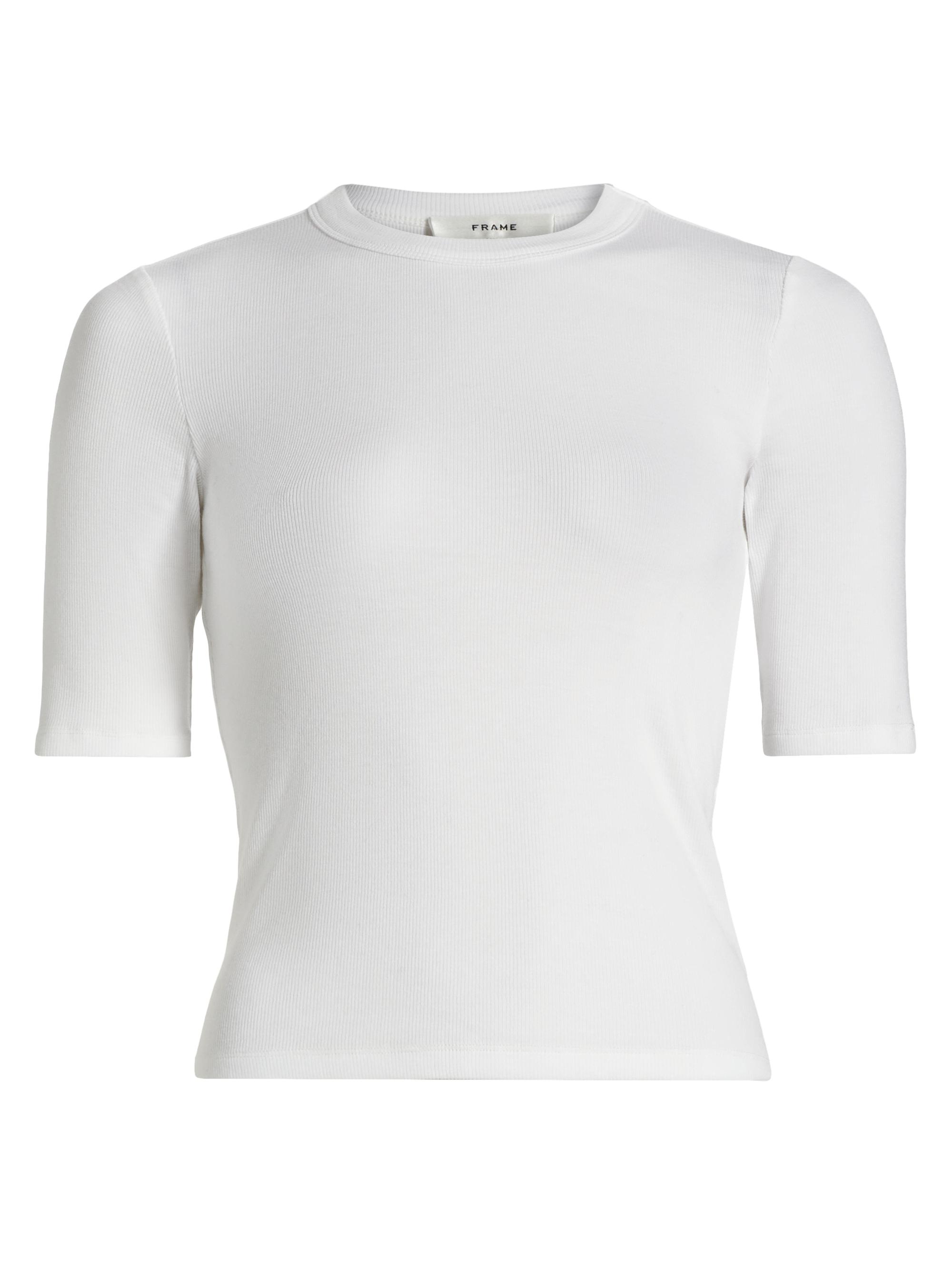 FRAME Women's Rib Crewneck T-Shirt - White | Thumbnail 8