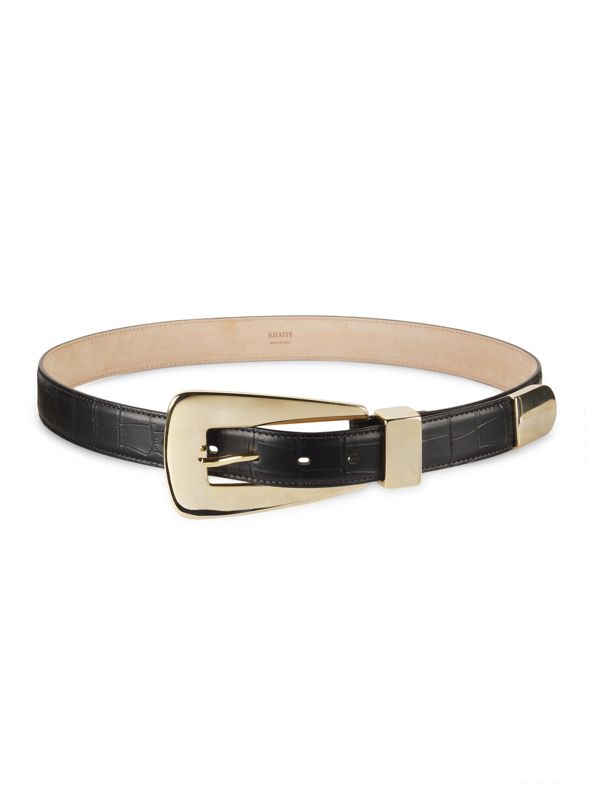 Khaite Women's Lucca Leather Oversized Buckle Belt - Black