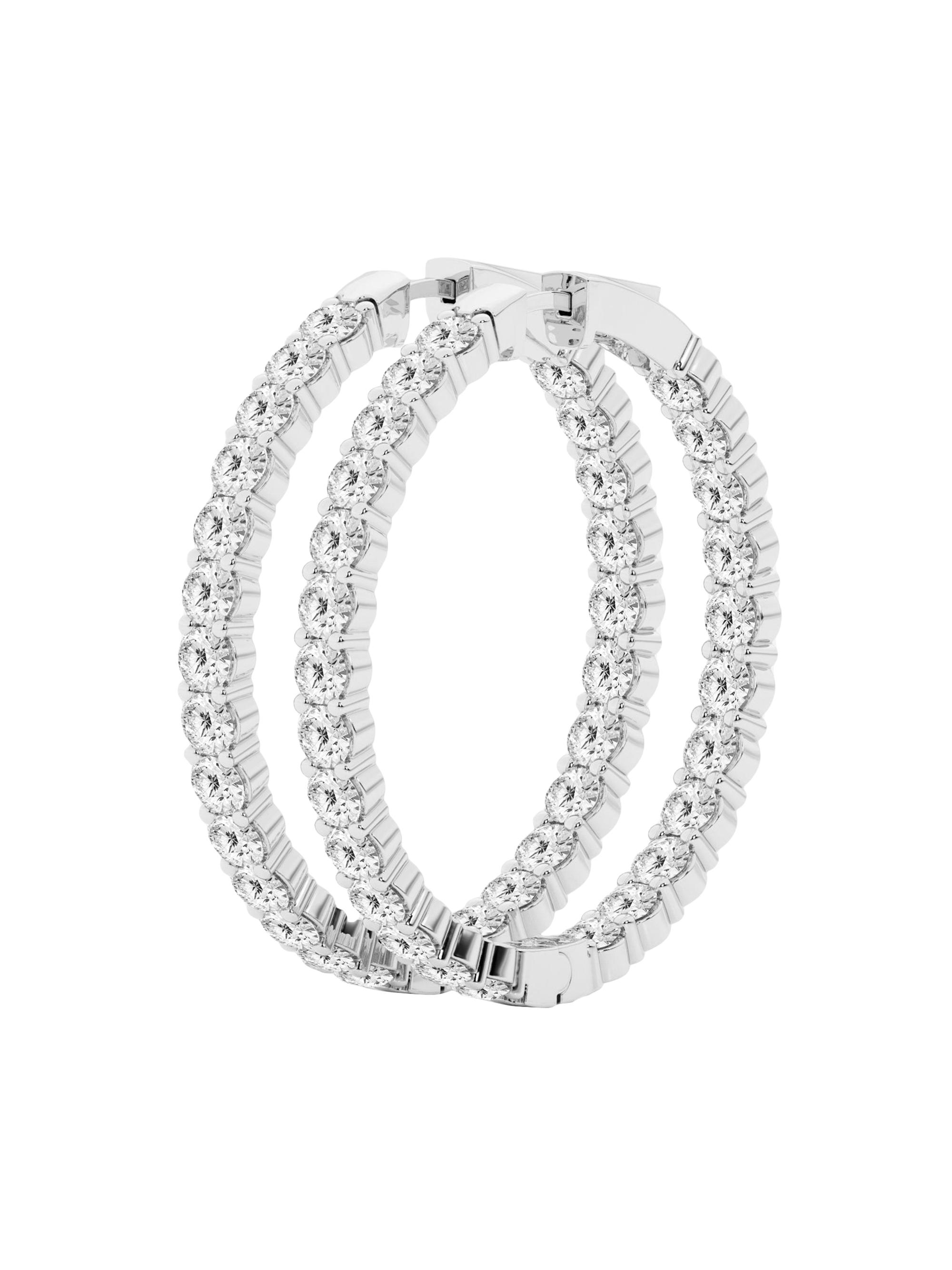 Saks Fifth Avenue Collection Women's 14K White Gold & 10.00 TCW Diamond Inside-Out Hoop Earrings - White Gold