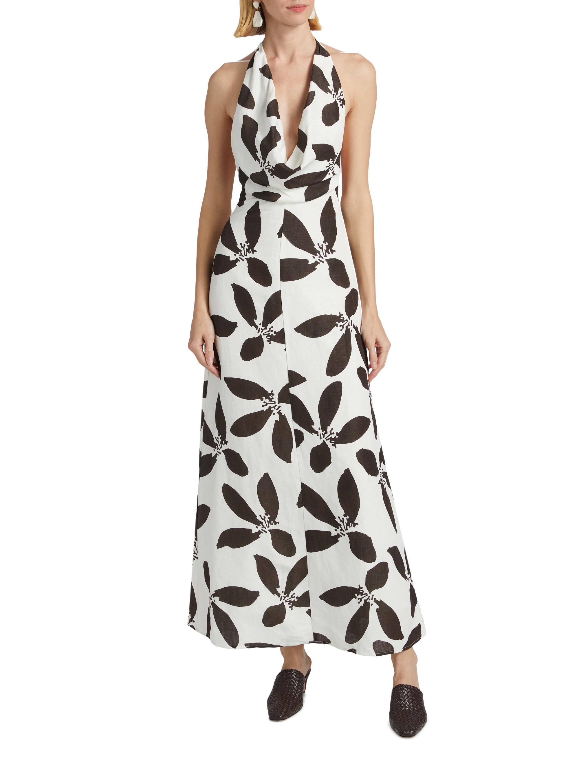 knee length dresses for ladies Halterneck Maxi Dress 120% LINO - Shop Online at BEIGE main image 0
