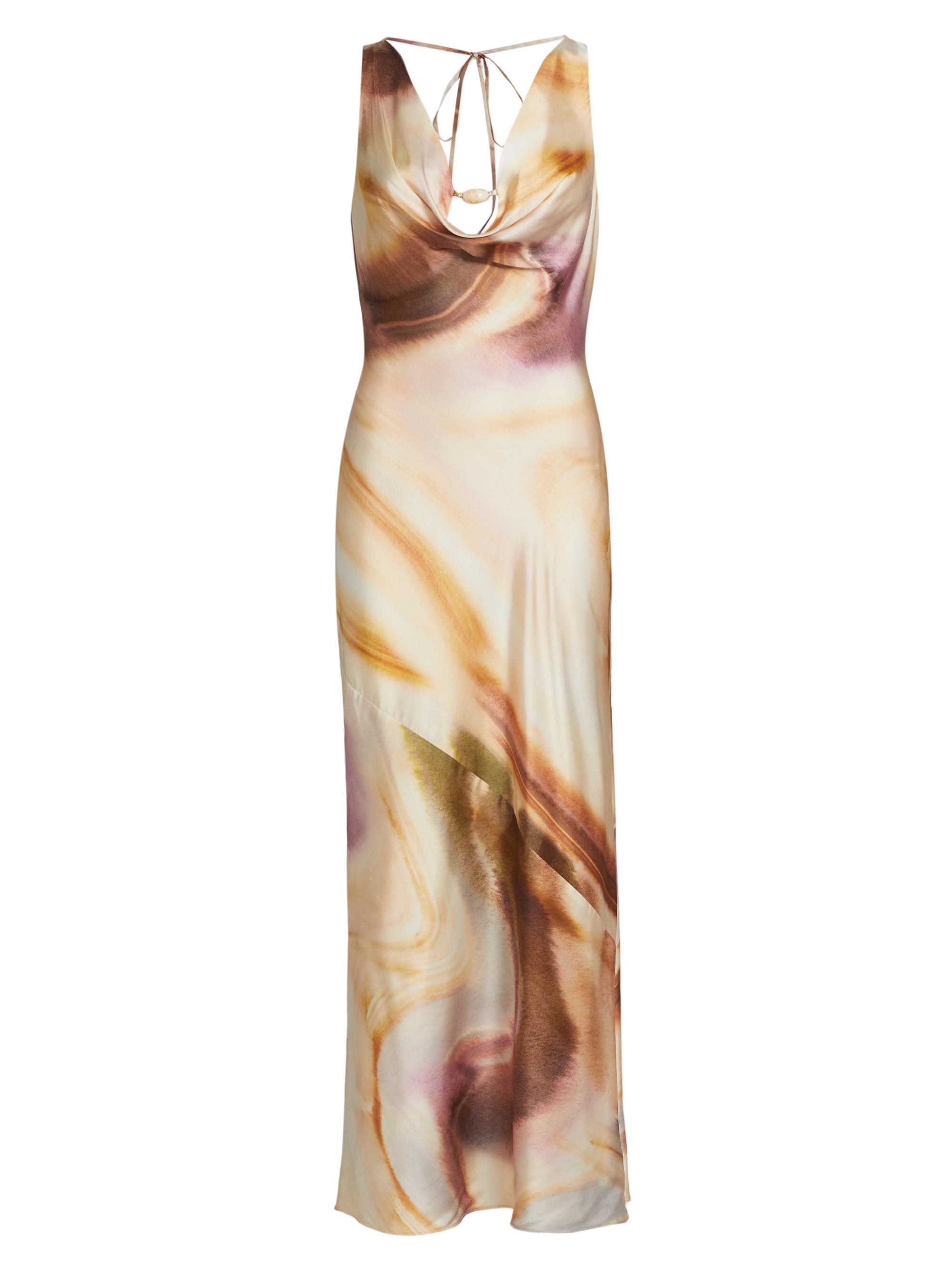 Significant Other Women's Lacey Abstract Print Satin Maxi Dress - Copper Watercolour
