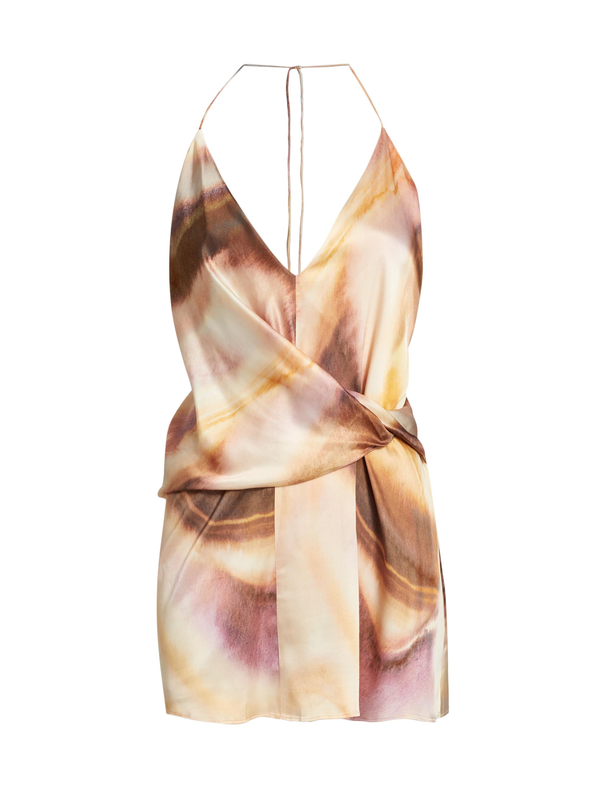 Significant Other Women's Lacey Abstract Print Satin Tie-Waist Minidress - Copper Watercolour