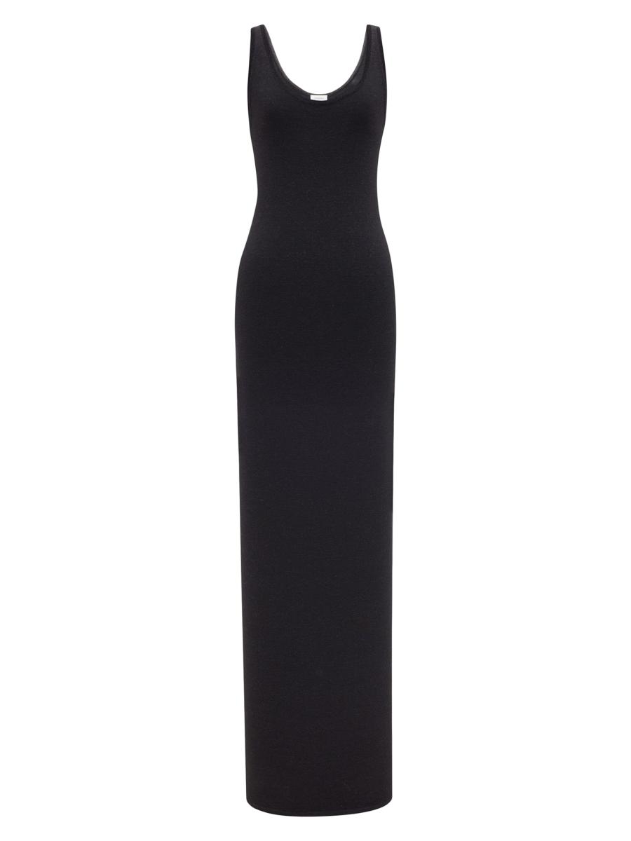 ワンピース Saint Laurent LONG DRESS (756253YAZA2 1000) Saint Laurent Halter Neck Maxi Dress in Noir | FWRD