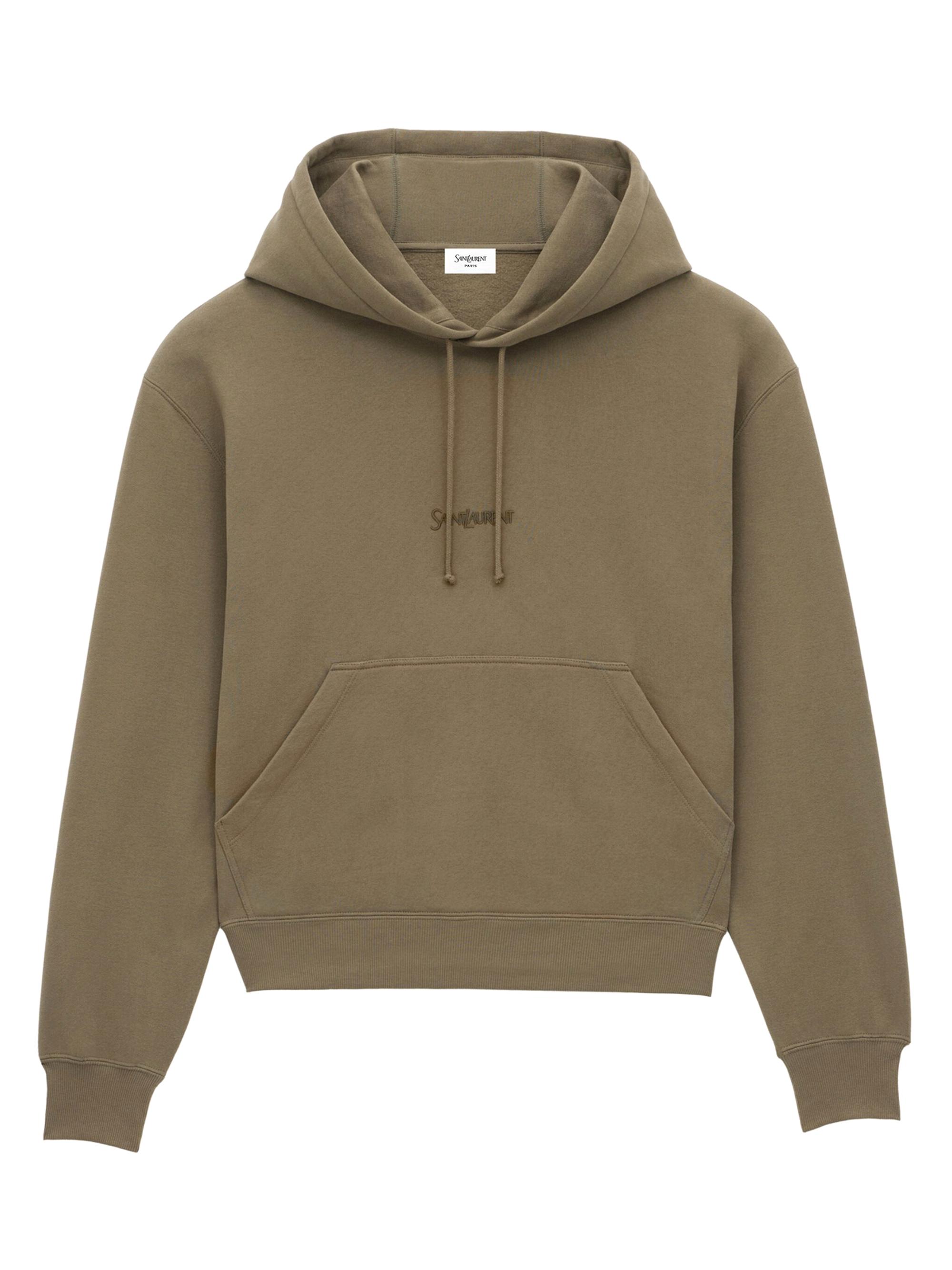 Saint Laurent Men's Logo Hoodie - Kaki