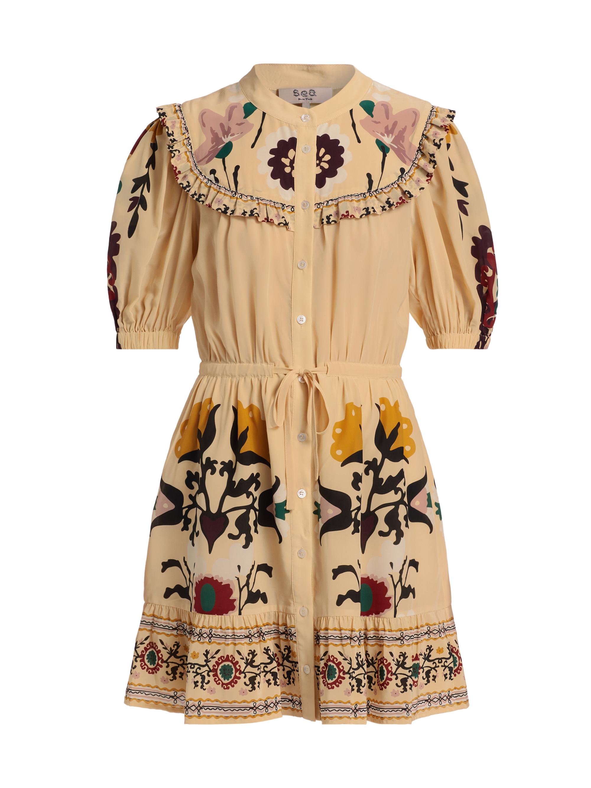 Sea Women's Cassia Print Short-Sleeve Minidress - Cream