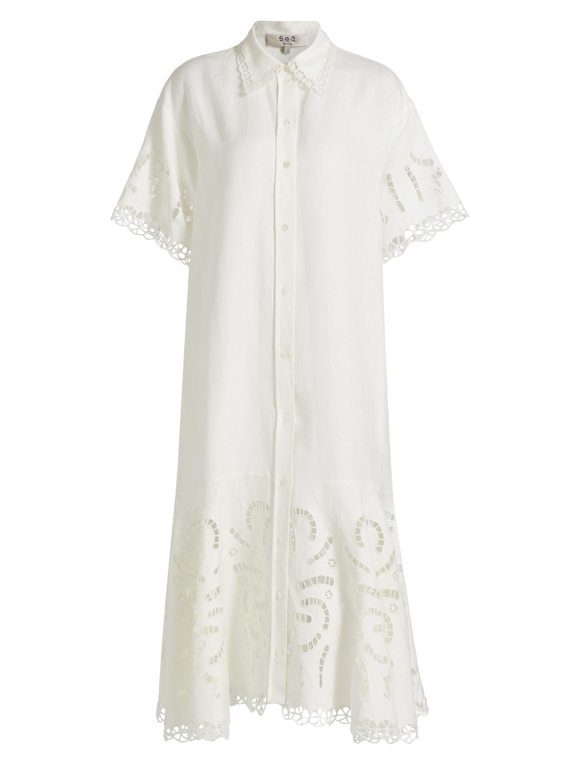 Sea Women's Marja Embroidery Shirtdress - Pearl